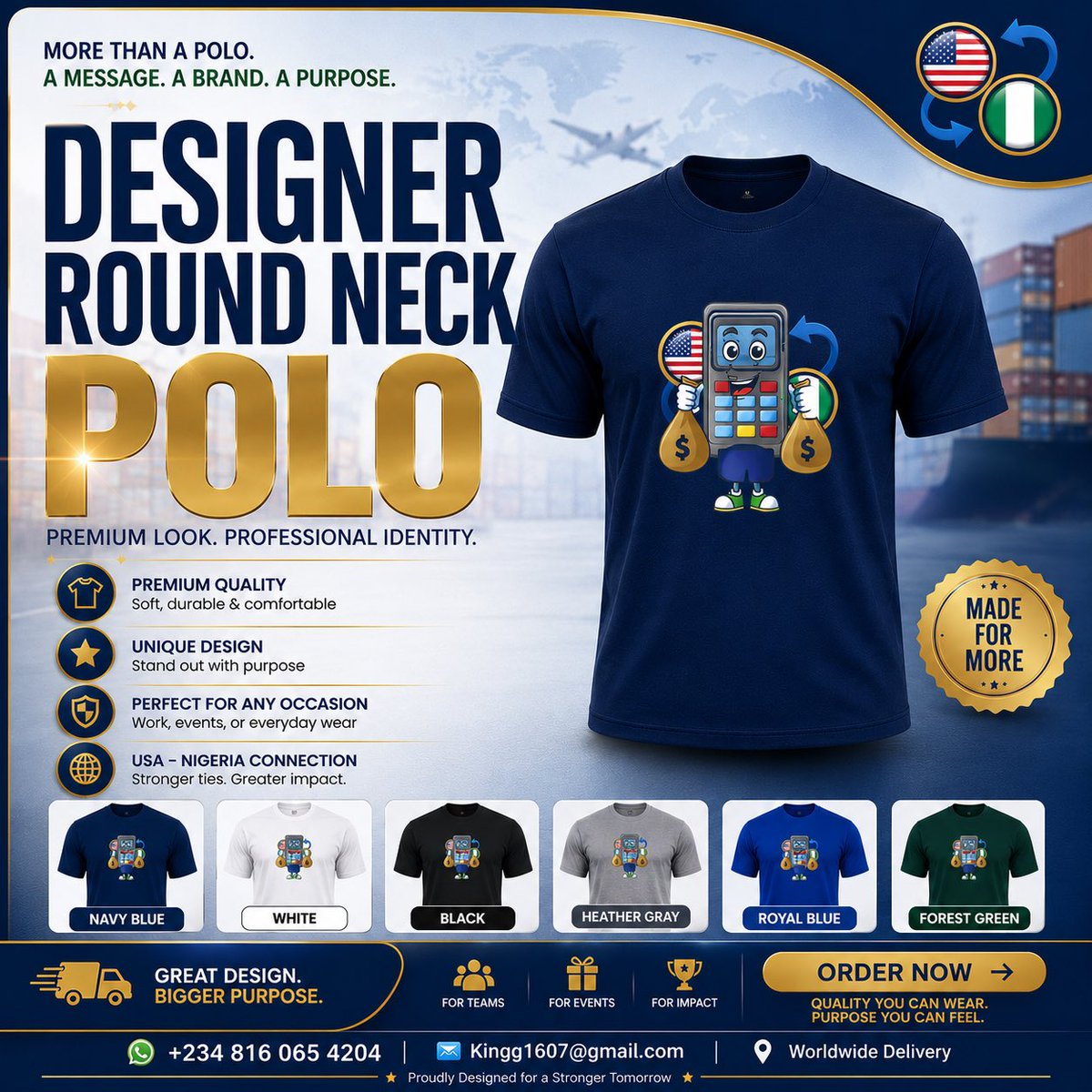 BitcoinPhc's tweet photo. 🚀 STAND OUT IN STYLE!

Introducing our Premium Designer Round Neck Polo – where comfort meets creativity.

✅ Premium quality fabric
✅ Unique, eye-catching design
✅ Soft, durable &amp; comfortable fit
✅ Perfect for work, business, casual outings &amp; branding https://t.co/9EX1bKMw0M