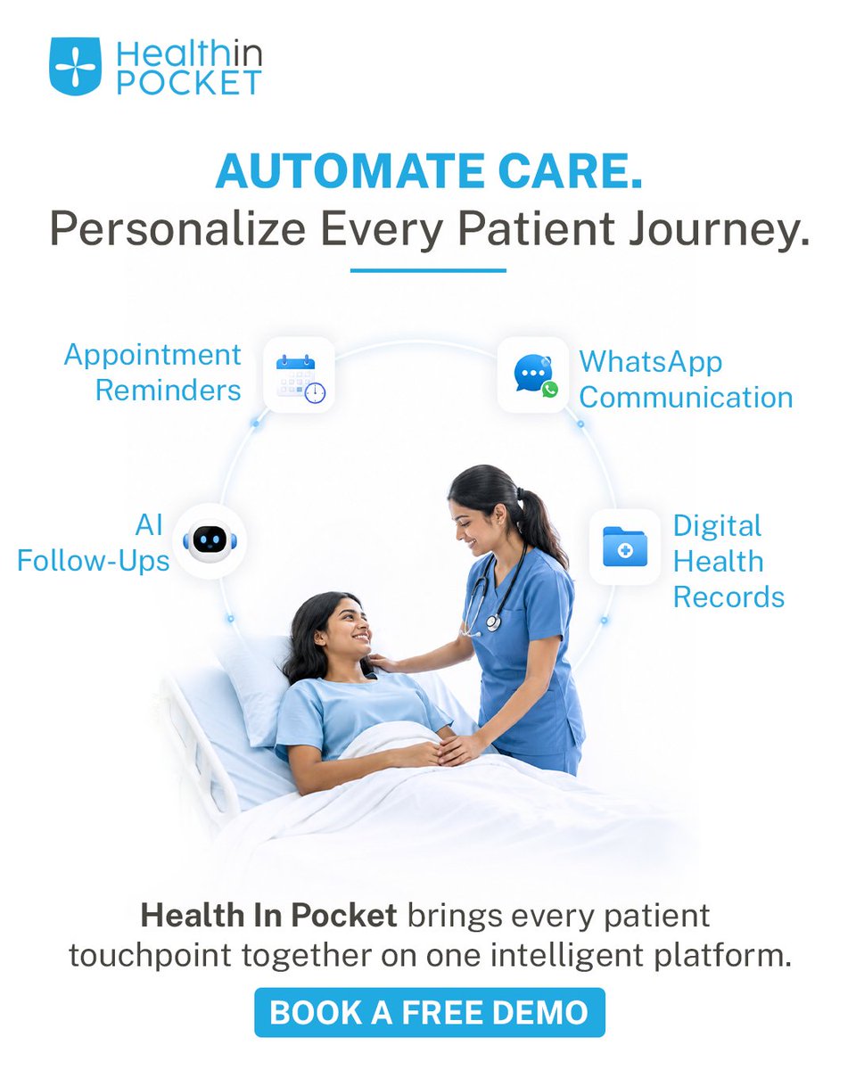 HealthIn_Pocket's tweet photo. Great patient experiences don't happen by accident—they're powered by connected care.

Health In Pocket helps hospitals automate communication, personalize patient journeys, and strengthen long-term engagement.

👉 https://t.co/VVqxiM9hWk

#HealthInPocket #HealthcareAutomation https://t.co/zzAB3qEHRf