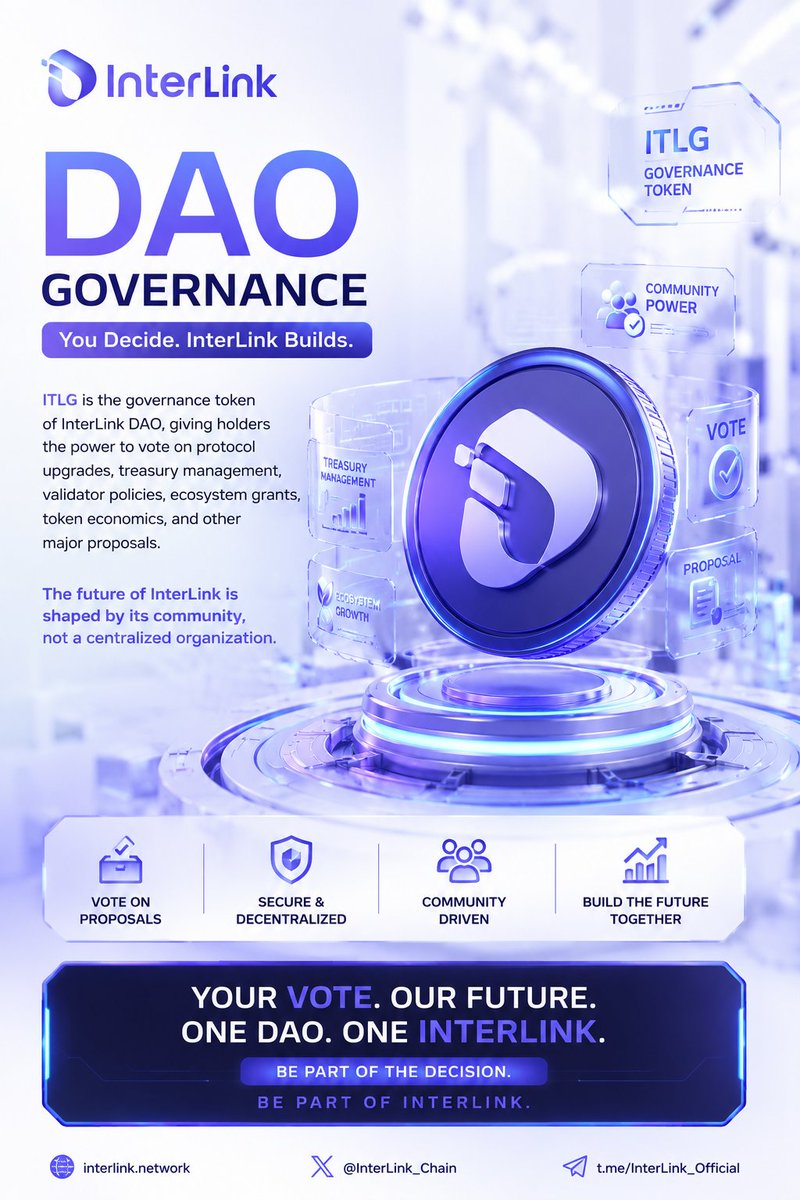 praasst_'s tweet photo. Power belongs to the community.

$ITLG empowers InterLink DAO members to vote, decide, and shape the future of a decentralized ecosystem.
One DAO. One Community. One InterLink

#InterLink #ITLG #ITL https://t.co/iDuVWP2Tal