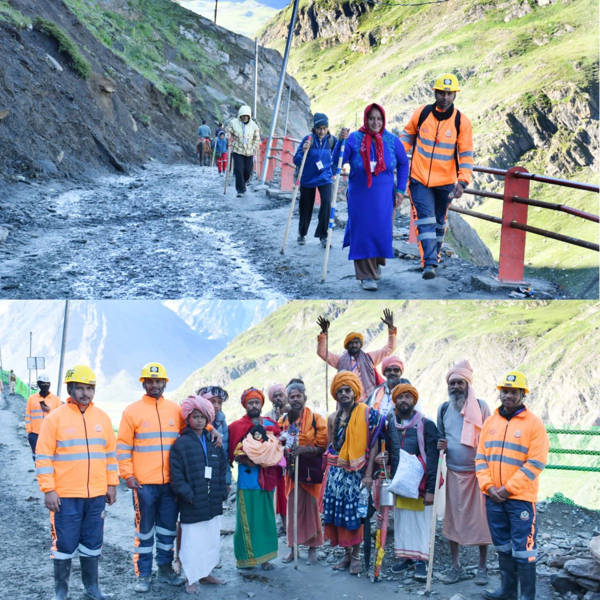 BSF_Kashmir's tweet photo. BSF MRT teams continue to provide timely assistance to pilgrims during the Amarnath Yatra, ensuring safety, medical and humanitarian aid along the challenging route.

#BSF #AmarnathYatra #YatraWithBSF https://t.co/ayAsE0YFLi
