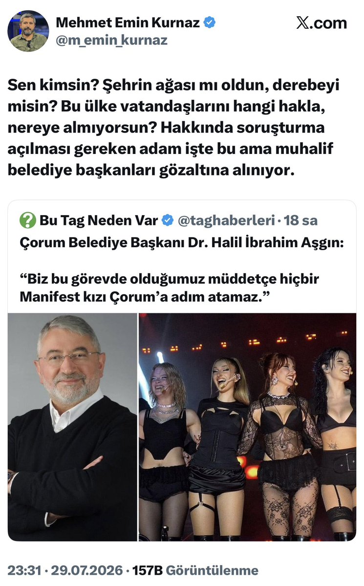 fatihtezcan's tweet photo. 📌Çorum Belediye Başkanı Dr. Halil İbrahim Aşgın: “Biz bu görevde olduğumuz müddetçe hiçbir Manifest kızı Çorum’a adım atamaz.” diyor! 👏
📌Türkiye Düşmanı İngiliz Beslemesi Provokatör Birgün Lağımı’ndan @m_emin_kurnaz da Belediye Başkanımıza saldırıyor! 🤬
#BİRGÜNKAPATILSIN https://t.co/O6Hw2JvATq
