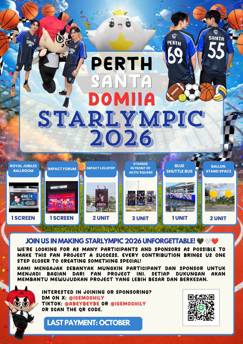 icemochily's tweet photo. Be part of  Starlympic 2026 and Santa's 23rd Birthday Project ! 🤍🖤❤️
We're also preparing a Heartbound Project soon! 👀

If you're interested in joining or becoming a sponsor, feel free to contact via X, TikTok, or simply scan the QR code on the poster.

📌 Please help us by liking, reposting, and sharing these posters. Every share helps us reach more fans. Thank you! 🫶🏻

#PerthSantaFanProject
#PerthSanta #เพิร์ธแซนต้า
#PerthTanapon #Santapp