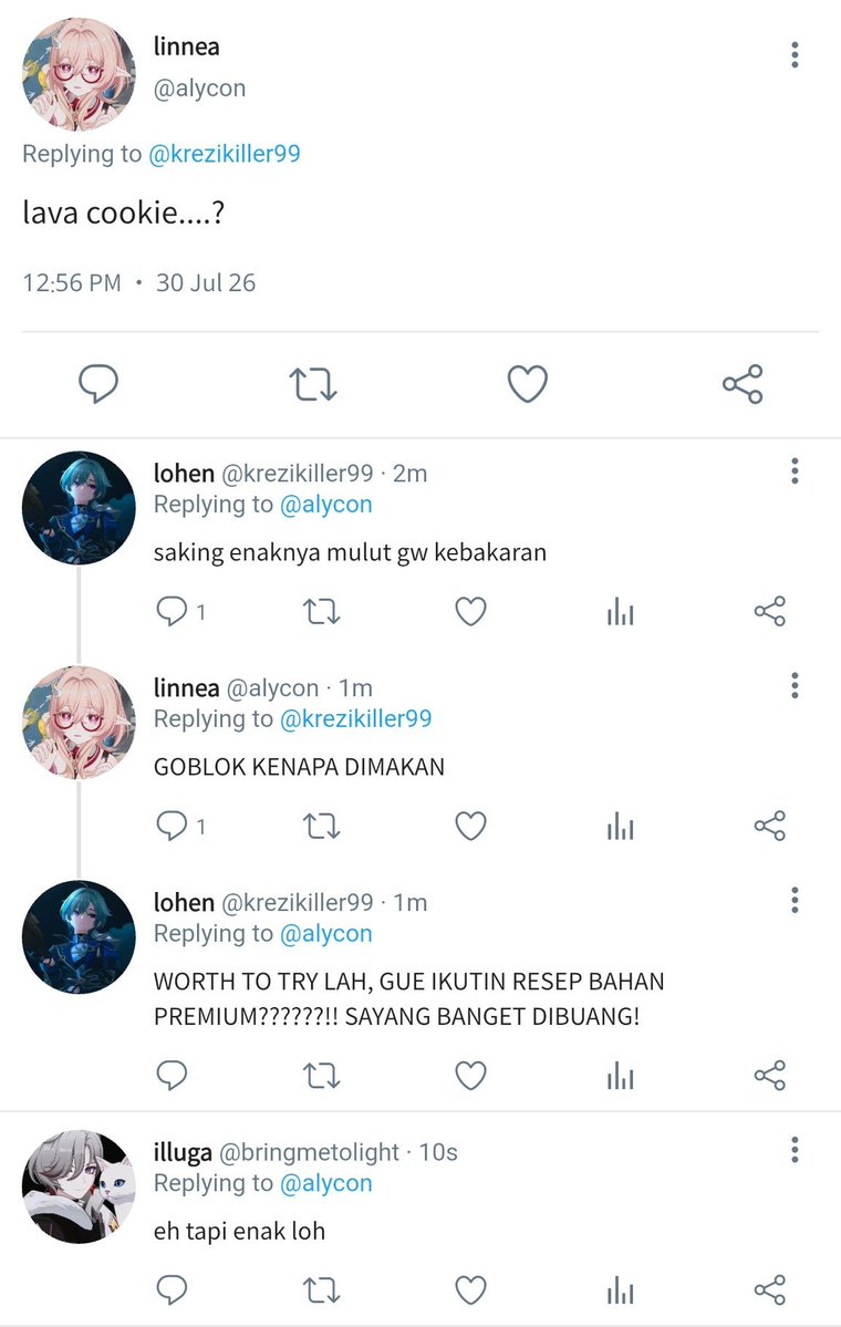muramuka's tweet photo. "kok illuga mau sama lohen, sih?"
"dipelet."
"peletnya apa?"
"........ sad food."
"hah?"

#illuhen one  tweet au
cw // sad food.

selera illuga yang patut dipertanyakan. https://t.co/6ir0VxJvMi