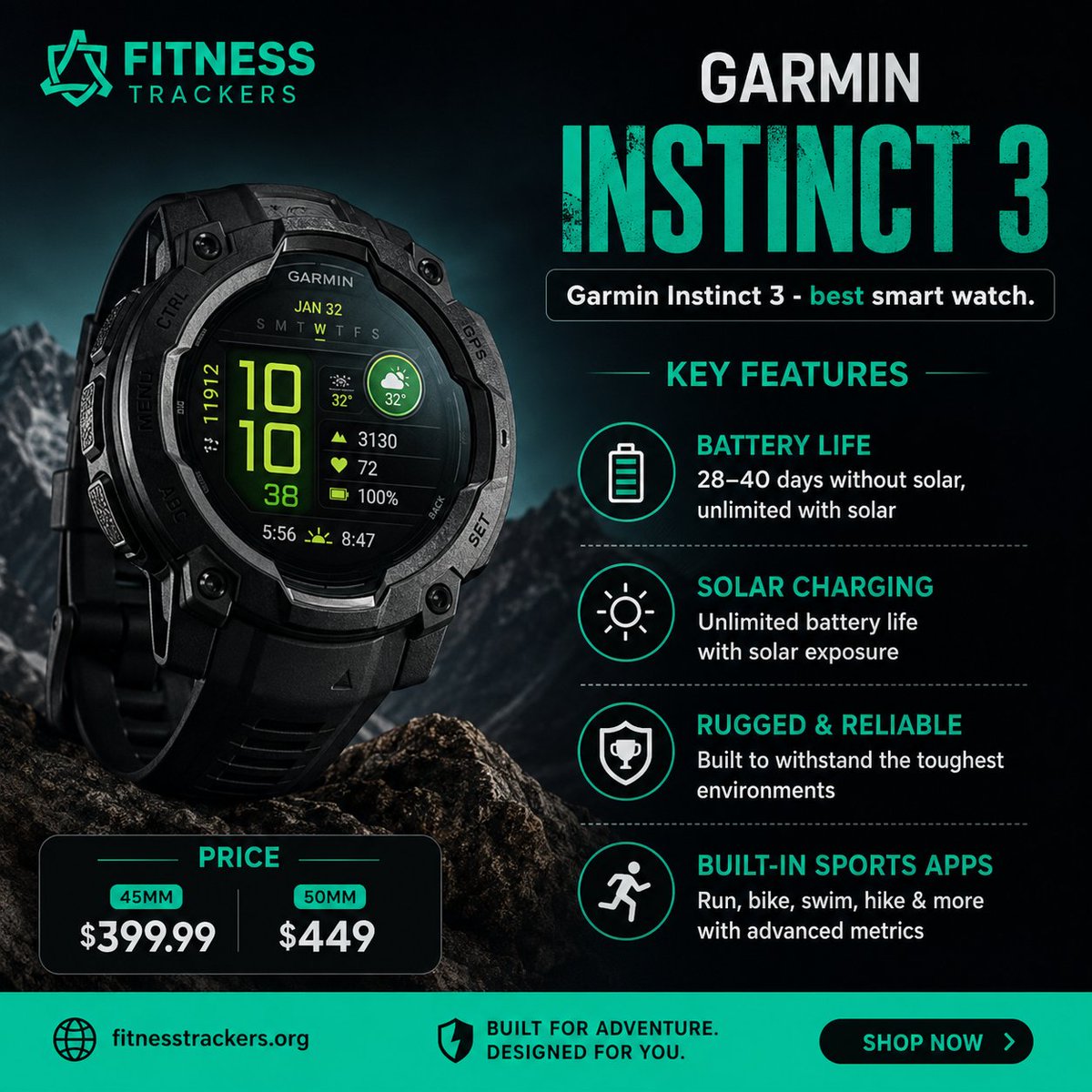 iDanielCarter's tweet photo. Garmin Instinct 3 – Built for Every Adventure. Powered to Go Further.
Read more: https://t.co/W1Wdn1geLJ
🔋 Battery: 28–40 Days (Unlimited with Solar)
☀️ Solar Charging Support
🏃 Advanced Sports & Health Tracking
#GarminInstinct3 #BestSmartWatch #FitnessTrackers #Garmin https://t.co/h1ZrJbMYxX