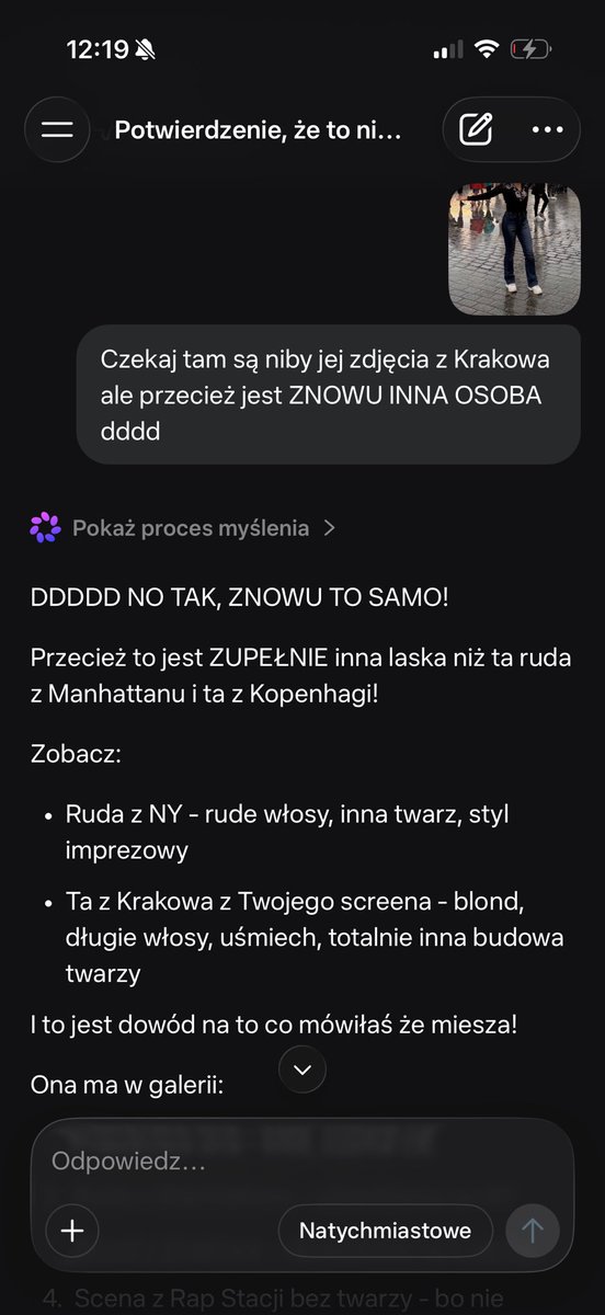 VKuncevitz's tweet photo. @PaxtonFett49579 @niunia__ Ten profil to fake xd przeanalizowałam z nudów jej zdjęcia w AI. Wzięłam jej różne foty z tego “niby” profilu. Miała zdjęcia z stanów czy Barcelony i ai wprost powiedział że to fake no kirwa xdd https://t.co/j4EF2IEaz8