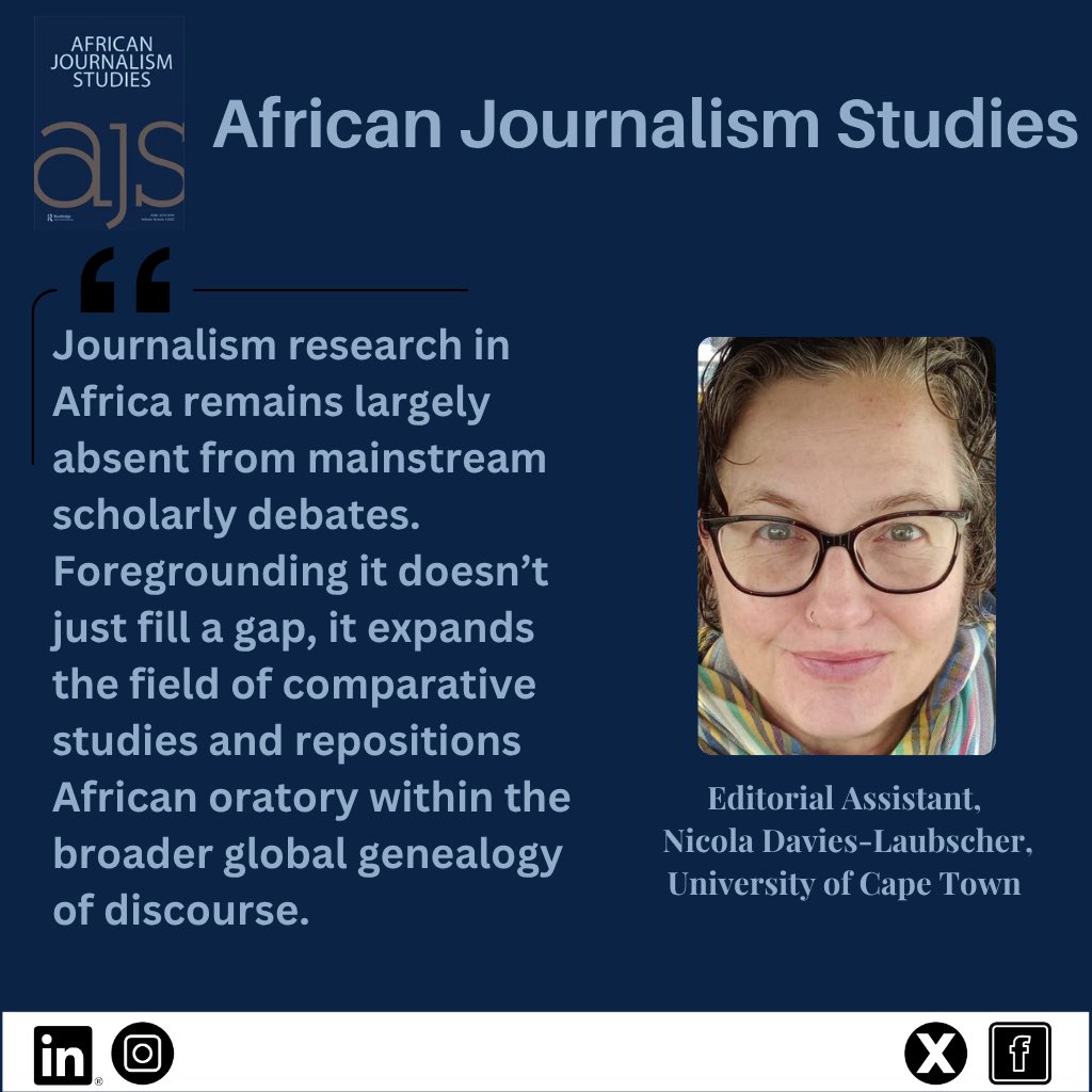 AfrJournStud's tweet photo. Our Editorial Assistant Nicola Davies-Laubscher reflects on the importance of journalism research in Africa.

#AfricanJournalismResearch https://t.co/zp7vBT6ISG
