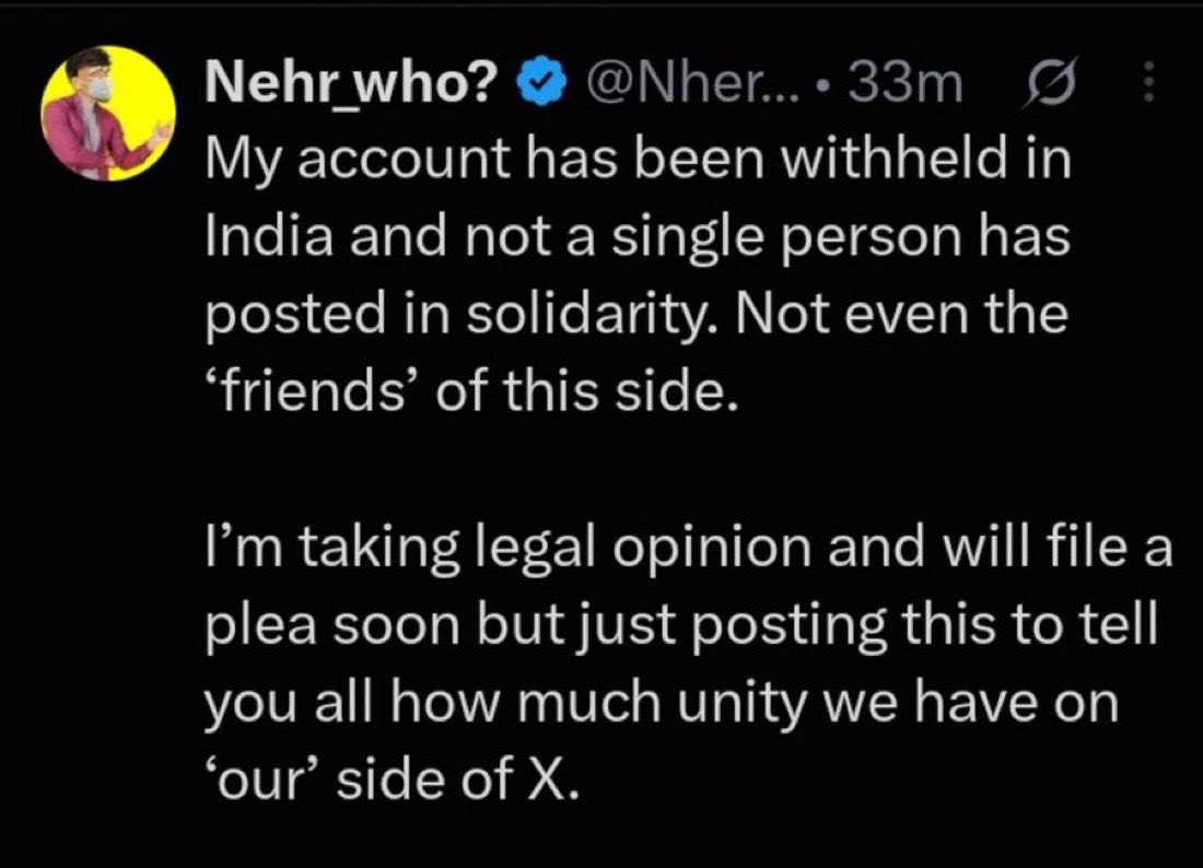 TARUNspeakss's tweet photo. Calling out blatant misuse of power by MEA again.
Restore @Nher_who’s account. It was a misquote only which got fact-checked. Withhold or delete that particular post instead of whole account.
@nikitabier this is wrong that you are complying with such orders. https://t.co/BzObQiBawl