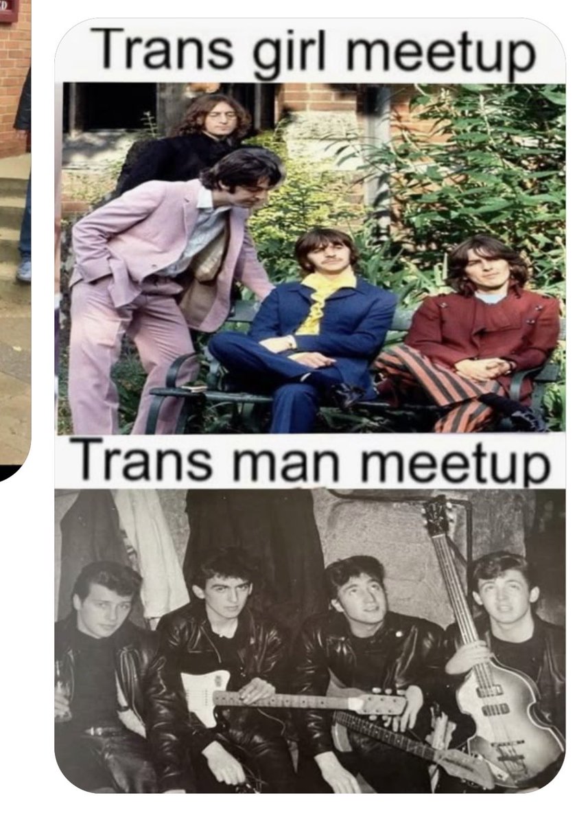 _MikeMcCartney_'s tweet photo. Boring Pinterest are at it..AGAIN!  
My pic is the bottom, B&amp;W, badly Cropped, 4 leathers one! https://t.co/yPboTuA0m9