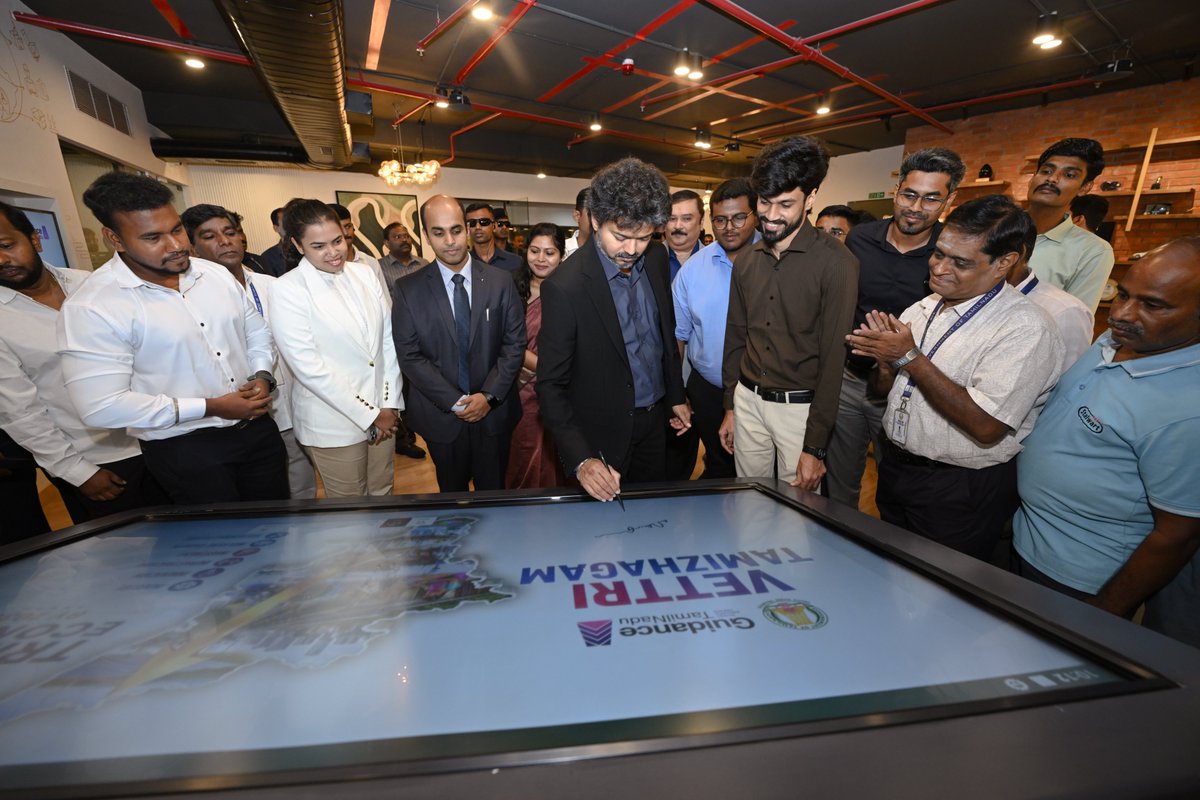 TVKGauthamGov's tweet photo. A milestone that reflects confidence in Tamil Nadu's future.

Hon'ble Chief Minister of Tamil Nadu, Thiru C. Joseph Vijay, visited Guidance Tamil Nadu to witness the exchange of strategic investment MoUs, reinforcing the State's vision for sustainable industrial growth.

Interacting with the Guidance team and industry leaders, the Hon'ble Chief Minister emphasized a shared commitment to transforming investment intent into thriving industries and meaningful employment.

Every partnership signed today is another step toward building a stronger, more competitive Tamil Nadu on the path to becoming a $1.5 trillion economy.

#GuidanceTamilNadu #InvestInTN #TamilNadu #EconomicGrowth #MoU #IndustrialDevelopment