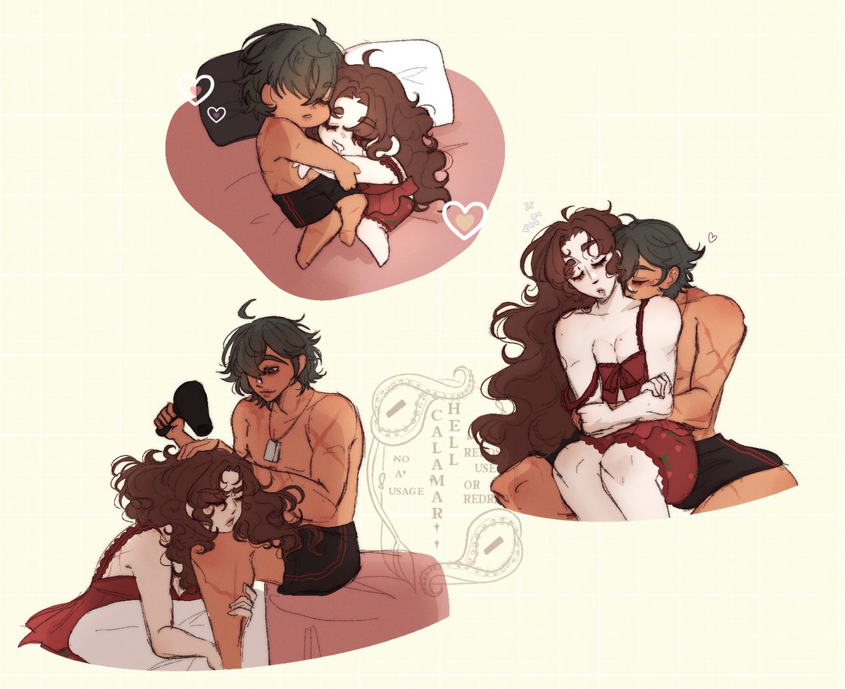 calamariihell's tweet photo. 💤💭
Been working on this small personal drawing, I'd like to think both Lighter and Cerise have sleeping problems but being together eases them a little 

(Except cerise hates waking up)

#zzzero #zzzoc https://t.co/qwdI4djuc5