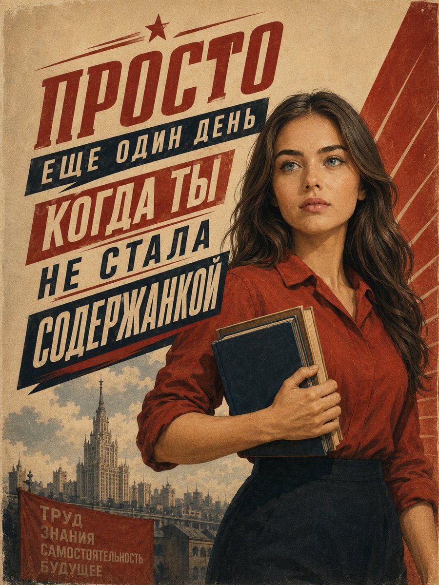 Vintage Soviet Student Propaganda Poster
