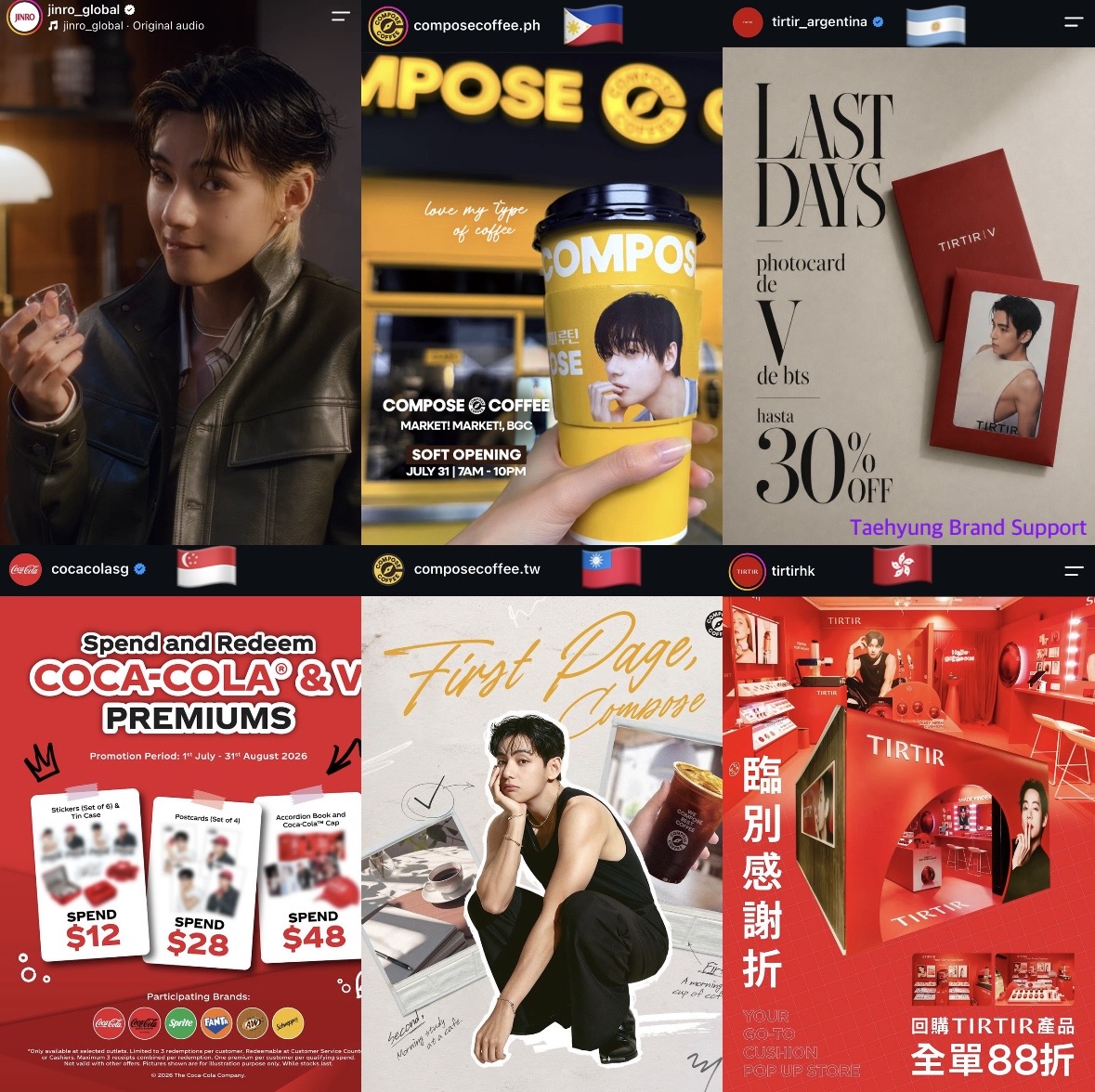 btskthv1230's tweet photo. KIM TAEHYUNG and his BRANDS are taking over the world!!!

The first ever Compose Coffee store has opened in the Philippines, whilst Taiwan opened its 3rd store.

TIRTIR Argentina and Hong Kong plus Coca-Cola Singapore have heaps of promo offers

JINRO is going ballistic globally! https://t.co/PXb0IdUzEp