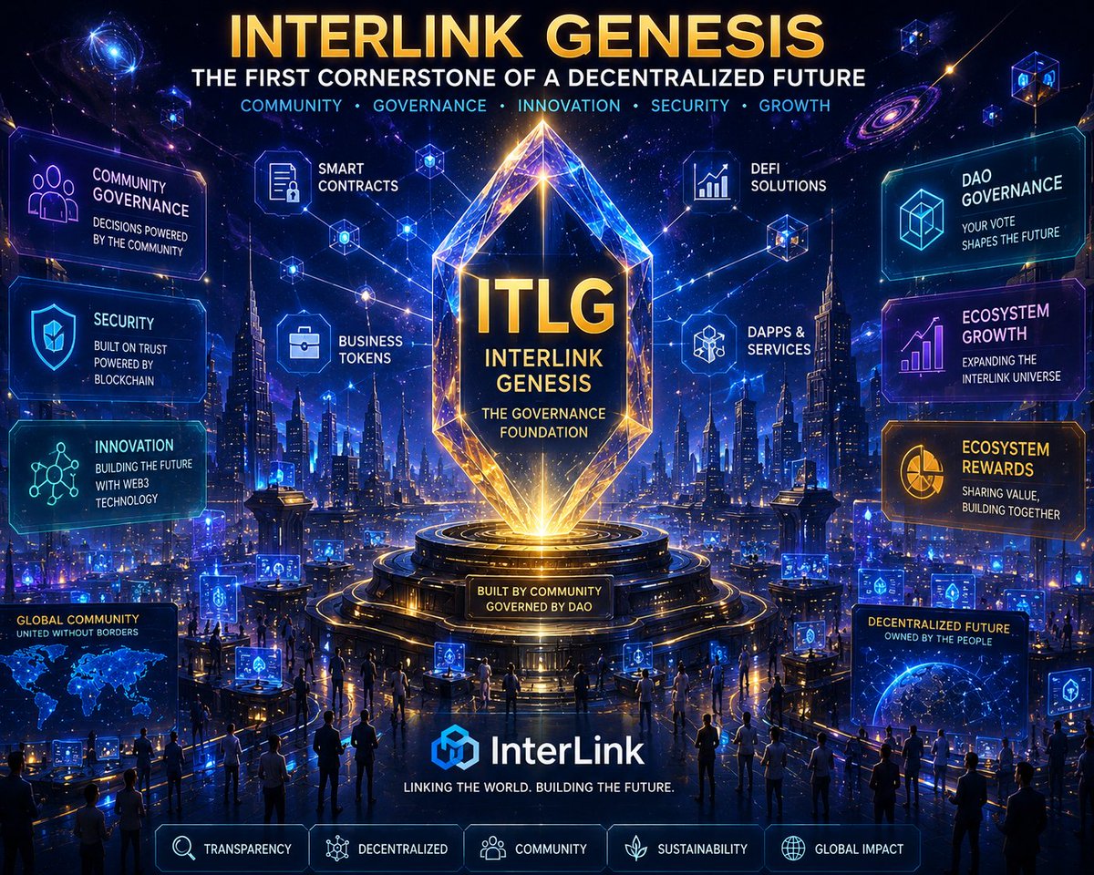 dmeghana405's tweet photo. Create a cinematic illustration of InterLink Genesis as the first cornerstone of a decentralized future.
#ITLG #ITLX #ITL #Interlink #Interlink2026 #InterlinkAmbassador
@kv_interlink @C_Interlinklabs @reina_itl @inter_link @itlx_defi https://t.co/tCoBenYzJJ