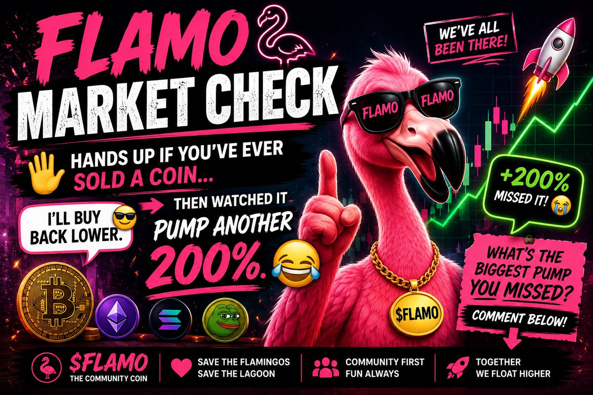 FlamoUniverse's tweet photo. π¨ FLAMO Market Check π¦©
Hands up if you've ever sold a coin...
π "I'll buy back lower."
Then watched it pump another 200%. ππ
We've all been there.
What's the biggest pump you missed? π
#Crypto #Bitcoin #Memecoin #FLAMO #Solana https://t.co/zPE3zb6qTL