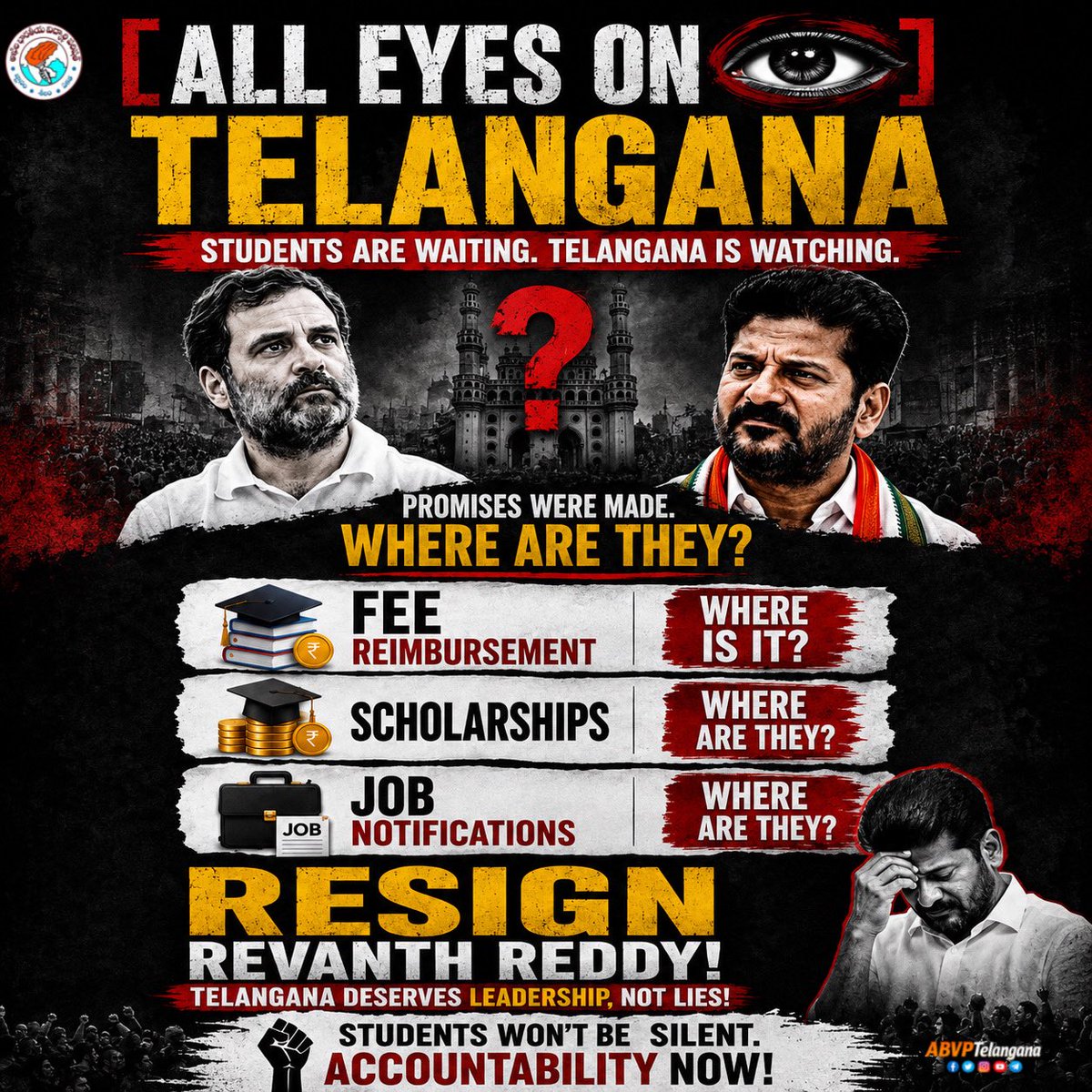 pandem_praneeth's tweet photo. The demand is simple: RESIGN REVANTH REDDY.

When promises remain unfulfilled, accountability must follow.

#ResignCMRevanthReddy https://t.co/yKdXeXenFy