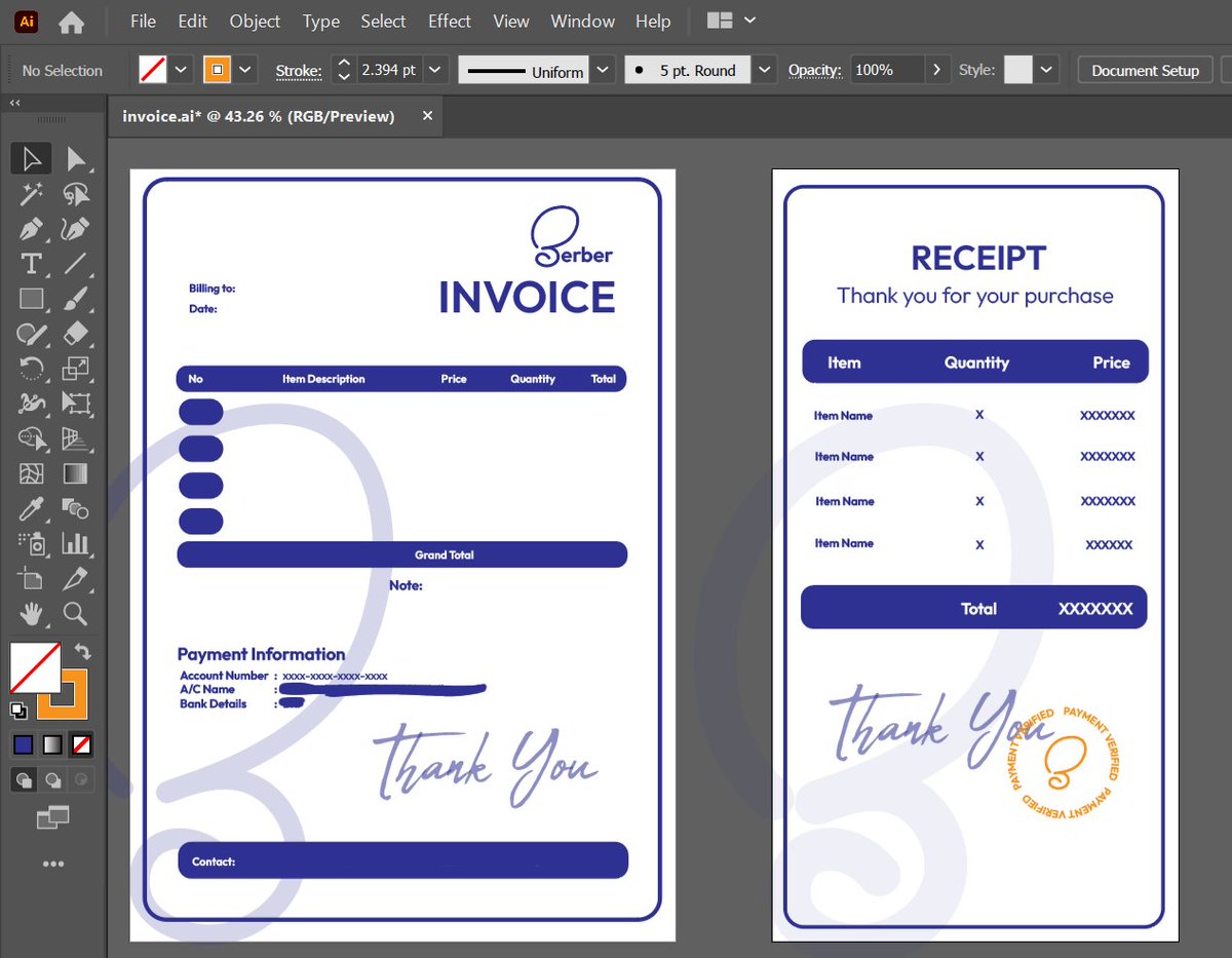 ini_berber's tweet photo. Pake invoice juga since projectku rata2 buat kebutuhan desain &amp; promosi  

Sekalian spill desain invoice &amp; receipt ak (simple aja) 🤸🏻‍♂️ https://t.co/j5CcgySGIN