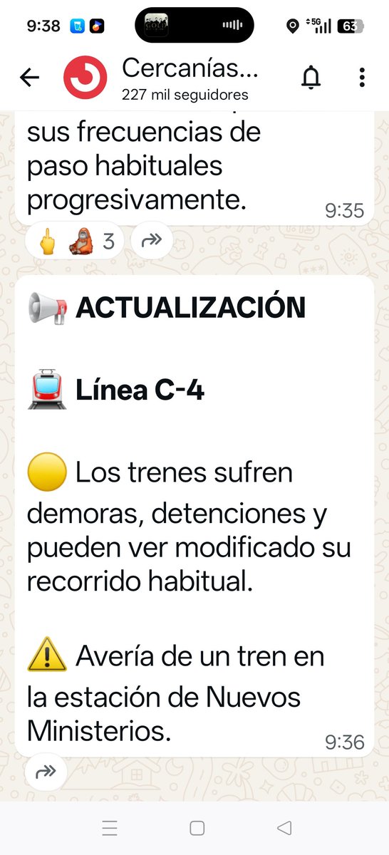 barzar1970's tweet photo. Tres horas de problemas y retrasos en toda una línea por un misero tren averiado jajajajajaa es tan lamentable la falta de previsión y medios que teneis que como mínimo es para reírse. Y ese aviso de n. Ministerios, q no afecta a C3 también 
@CercaniasMadrid https://t.co/L0eLccq1Gm