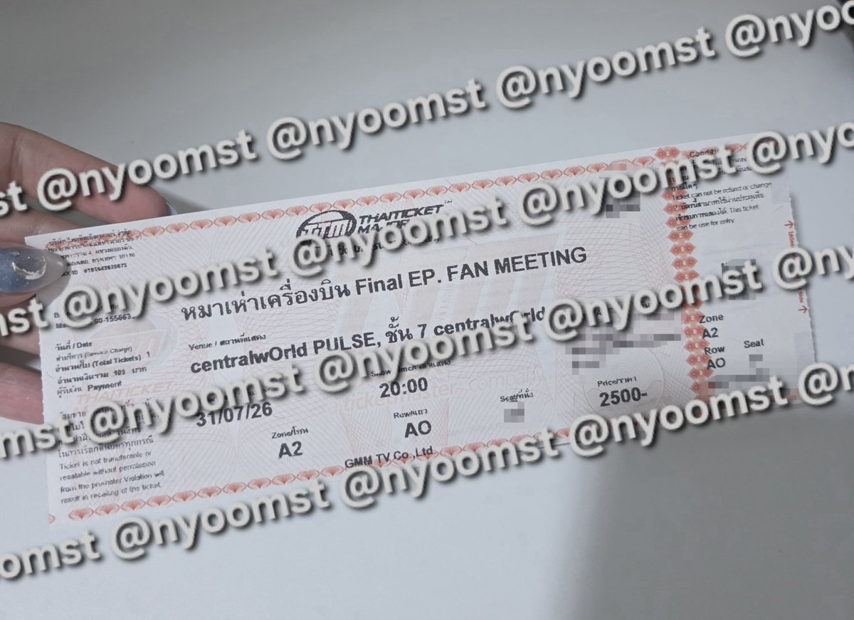 nyoomst's tweet photo. ปล่อยบัตร wts extra ticket หมาเห่าเครื่องบิน #ADogAndAPlaneFinalEP 
 
Zone A2, row AOxx (1 ticket)
Price = 2000 thb 
All benefits included ✅️ 

Cash F2F only 
Can meet up in Siam / Samyan Mitrtown (30-31/07) / or at the venue directly 

DM me if interested https://t.co/FZdb23RnMt
