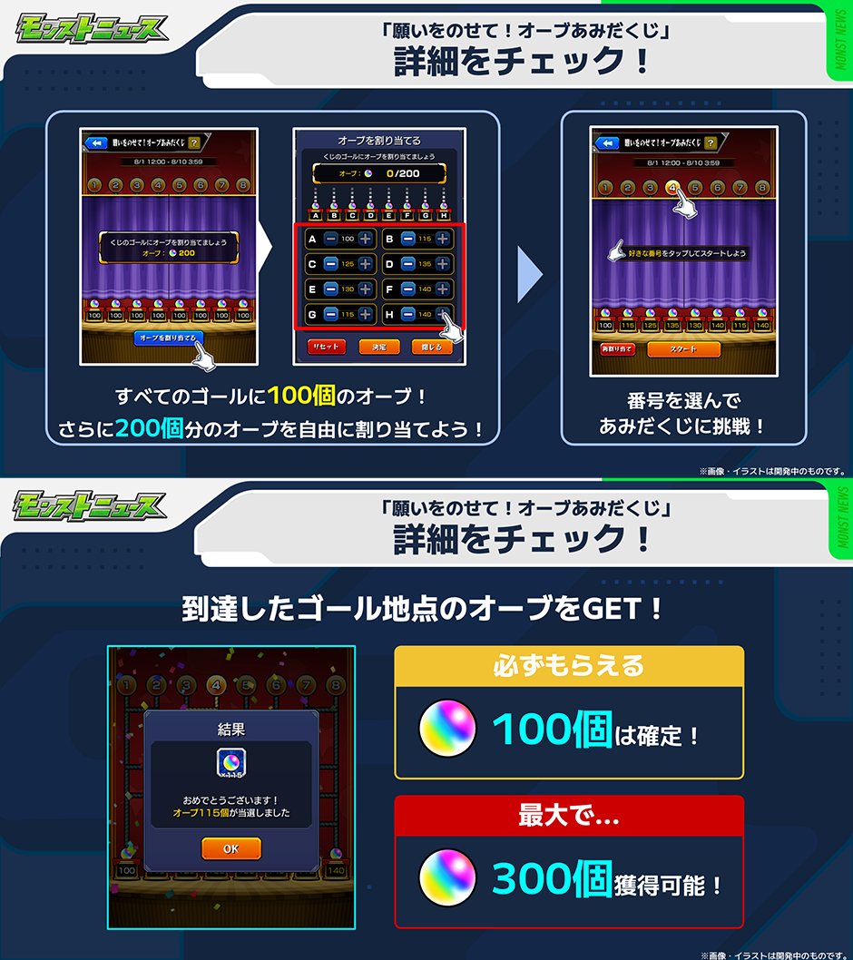 monst_mixi's tweet photo. ╭━━━━━━━━━━━━╮
　🌟最大オーブ3️⃣0️⃣0️⃣個🌟
╰━━━━━ｖ━━━━━━╯
✨願いをのせて！#オーブあみだくじ✨
　　スタート📣💫

あみだくじでオーブをGET🎁
参加するだけで【オーブ100個】は確定でもらえるよ💡

みんなは何番のくじに願いをのせる・・・？

アプリを開いて挑戦✊
https://t.co/T3QRTCrJnA
#モンスト