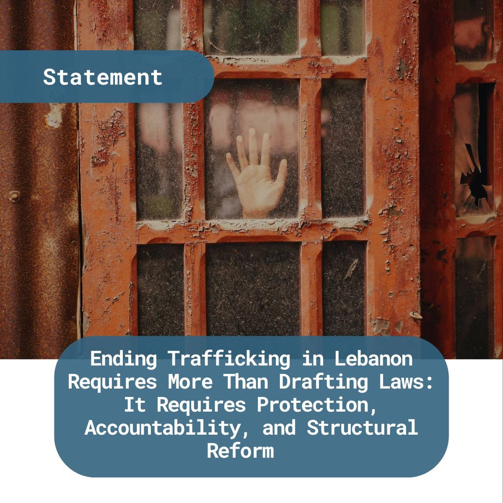 HumanRightsCLDH's tweet photo. On this World Day Against Trafficking in Persons, CLDH reiterates that trafficking is not an isolated criminal phenomenon but the predictable consequence of structural discrimination, weak labor protections, inadequate access to justice, and prolonged crises. 

Preventing trafficking therefore requires more than criminal prosecution. It requires strengthening protection systems, ensuring accountability, addressing structural inequalities, and placing victims and survivors at the center of every response. 

CLDH remains committed to supporting survivors through legal and psychosocial assistance, advocating for structural reforms, and working alongside national and international partners to ensure that every victim has access to protection, justice, and dignity. Read the full statement on https://t.co/XgPlk7fBh7