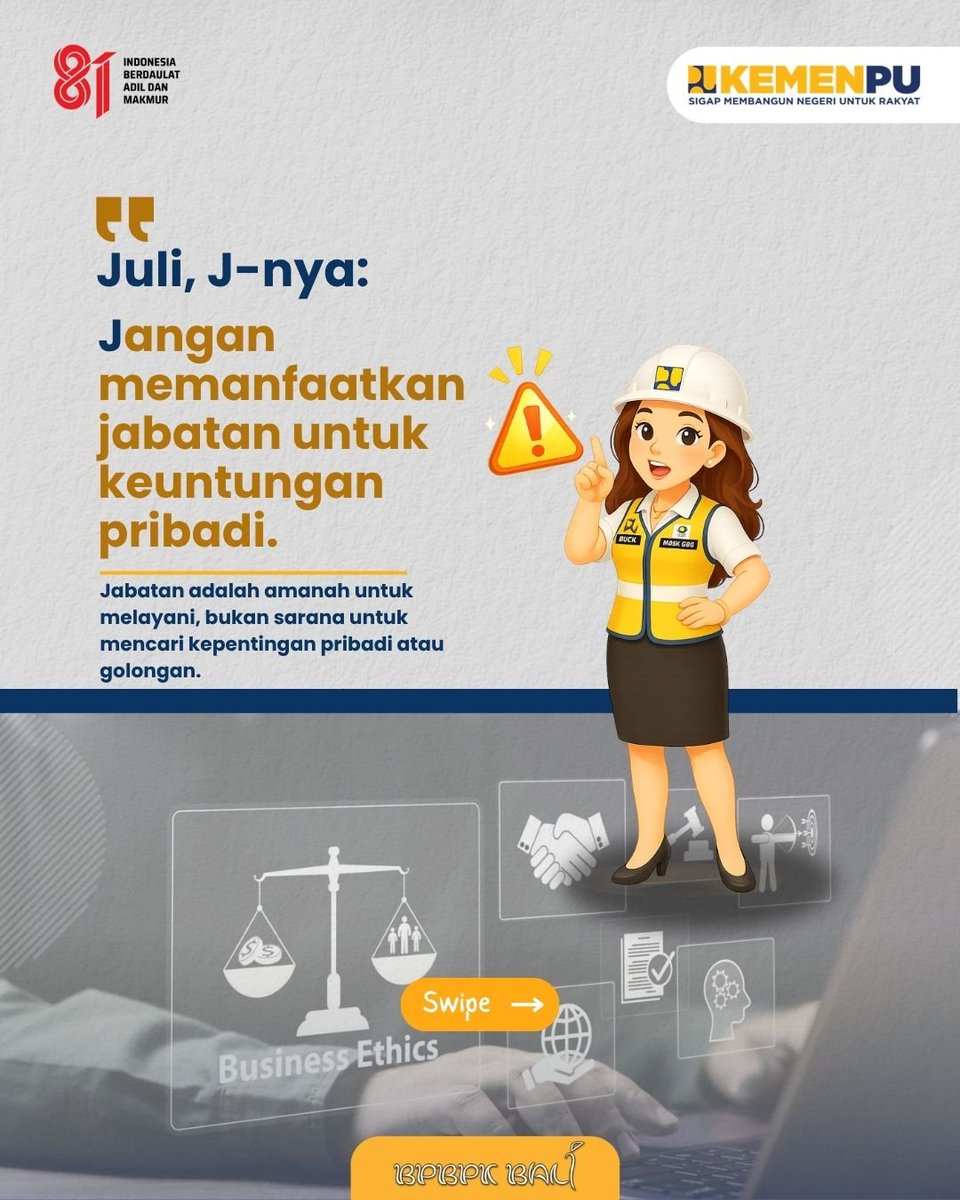 pu_ck_bali's tweet photo. - Jujur menolak pemberian dari rekanan.
- Jujur melaporkan gratifikasi sesuai ketentuan. 
- Jangan memanfaatkan jabatan untuk kepentingan pribadi.
- Jaga kepercayaan publik lewat pelayanan yang bersih. https://t.co/hneeaBsFPM