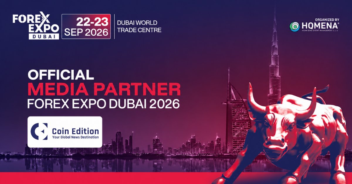 CoinEdition's tweet photo. Coin Edition is excited to be a media partner for Forex Expo Dubai - Where the global trading ecosystem connects.

🗓️ 22 - 23 Sep 2026

📍 Dubai World Trade Centre, UAE

🎟️ Buy Tickets: https://t.co/nro7coMdm5

#ForexExpoDubai #FintechEvents #ForexMarket #Investing #Networking #Dubai #CoinEdition