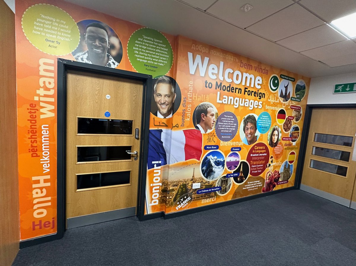 Design4Ed's tweet photo. 🎨 Transform your language department with vibrant, curriculum-rich wall art!
Engaging designs that inspire students &amp; brighten any school corridors.
👉 See more of our work: https://t.co/k5GAik9Rox

#WallArt #DesignForEducation #ModernLanguages https://t.co/HbXrWOK78q