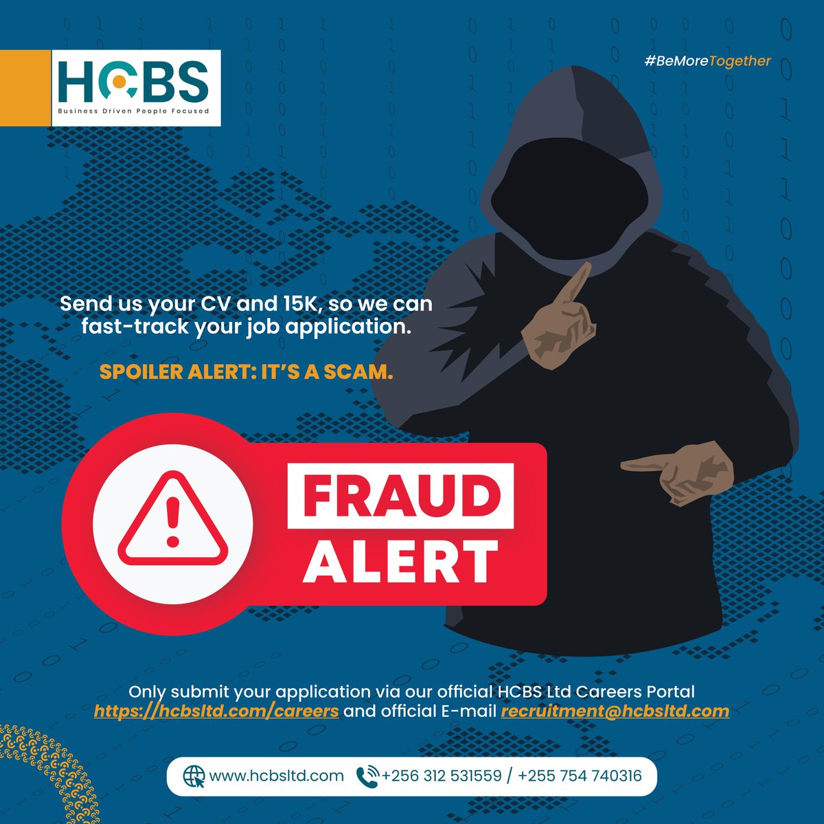 hcbsltd's tweet photo. Stay vigilant; verify all job advertisements through HCBS Ltd’s official channels via https://t.co/vHDmXVekEG https://t.co/mcl2JZcGTr