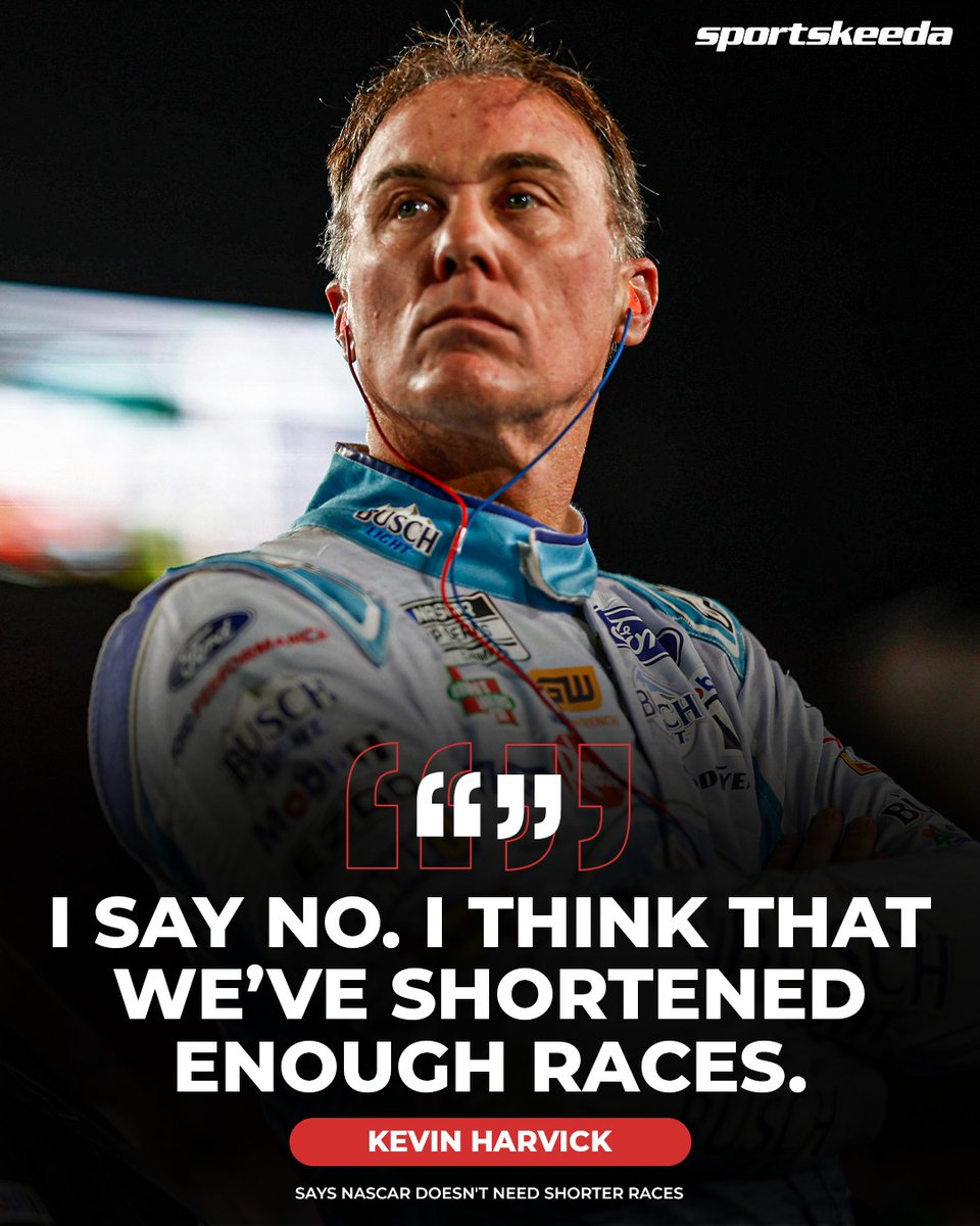 NASCARatSK's tweet photo. Kevin Harvick believes NASCAR has already shortened enough races. 🏁 https://t.co/YiJKWObn3g