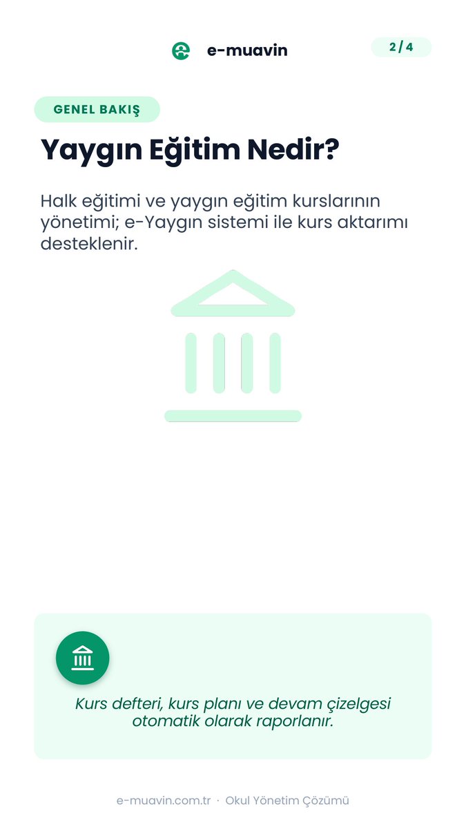 e_muavin's tweet photo. Kurs planını sıfırdan yazmayın. 📚
Hazır müfredatlardan kurs planı, otomatik kurs defteri ve devam çizelgesi — halk eğitimi kurslarınız tek ekranda.

🎁 HOSGELDIN100 kuponuyla %100 indirim
💳 Kredi kartı gerekmez

👉 https://t.co/16l24LzIhY https://t.co/HA9jzsKc0F