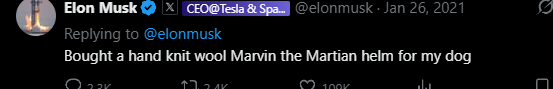 KingMemesDev's tweet photo. Elon named his dog "Marvin The Martian" and said he wanted to take him to Mars before https://t.co/U1K467eajv