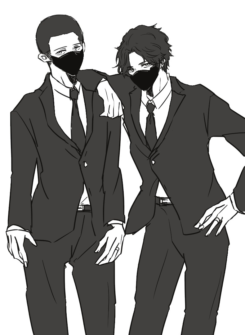 bisko_gw's tweet photo. シャドエパロのそんろぐ落書き
スーツに黒マスクはいけませんて https://t.co/1DaeGN3SUY