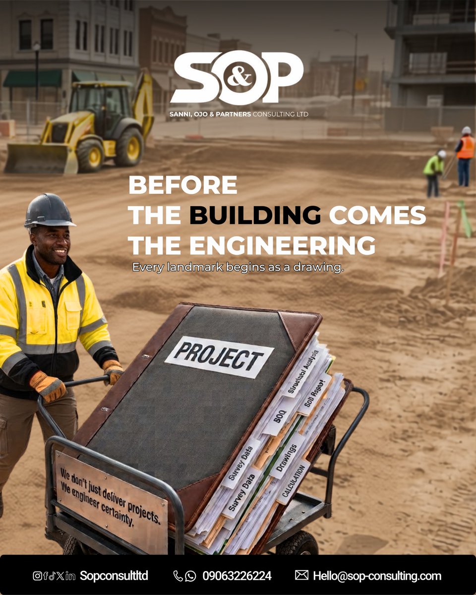 sopconsultltd's tweet photo. Every successful project begins long before the first excavation, the first concrete pour, or the first steel member is erected.
It begins with informed decisions.
Survey data. Technical analysis. Engineering calculations. Project coordination. Careful planning.
#Engineering #sop https://t.co/0H4ZipvcVe