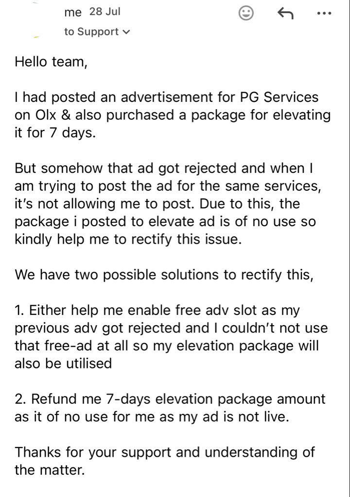 KuulKalyani's tweet photo. Online platforms are so shameless nowadays &amp; so much weirdly designed policies, who approves these types of policies I can’t understand??

Consumer protection is so poor in India.

@OLX kindly refund me my money, as I mentioned before I don’t want any paid apologies for the issue https://t.co/8khBar8Ow8