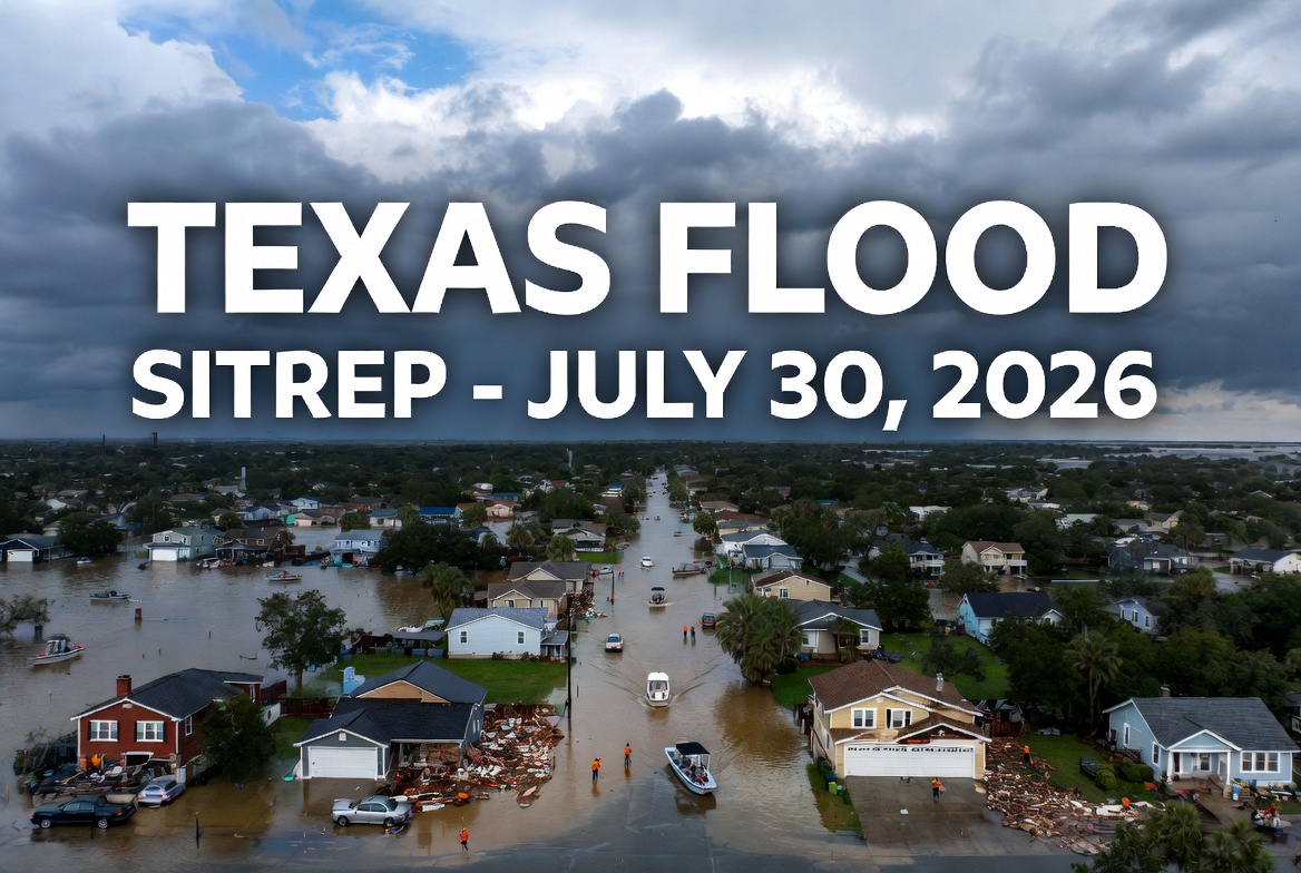 DisasterTechLab's tweet photo. 🚨 SITREP (July 30): TX Hill Country recovery continues. FM 481 bridge repair contract now underway. Death toll holds at 3.

Full sitrep: https://t.co/hCp43vG5wm

#TexasFloods2026 #TeamDTL https://t.co/CL3TTJNJ1V