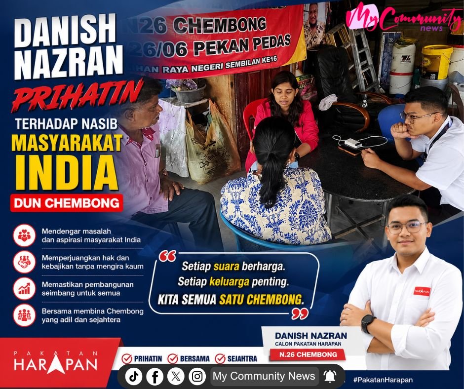 MyCommuNews0624's tweet photo. Masyarakat India Dun Chembong,Terharu Keprihatinan Danish Nazran

Masyarakat India di DUN Chembong melahirkan rasa terharu dan menghargai keprihatinan Danish Nazran yang sentiasa turun padang menyantuni rakyat tanpa mengira kaum dan latar belakang. Sikap beliau yang sentiasa https://t.co/k8PyGWK1sj