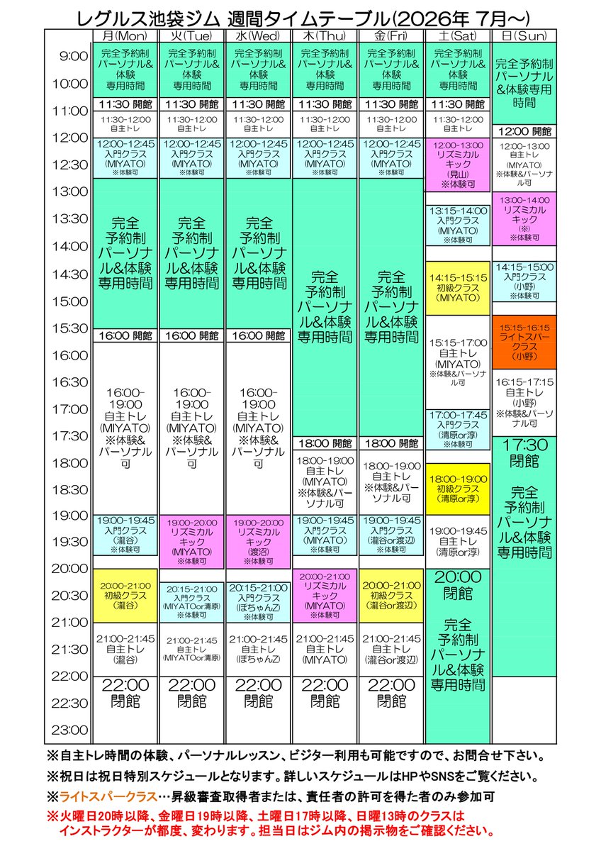 reguls_bukuro's tweet photo. 7月もラスト2日!💨回数制の入会コースの方は、消化できてますか?7月か8月でジム夏季休暇の振替が利用できます。『振替で来た』と受付でお伝え下さい🙆いつもより多く使えます。勿体ないので、使って下さいね!

7月から木曜の夜は19時～入門、20時～リズミカルキックに変わってるのでお間違いなく!🥊💃 https://t.co/ig12F3313V