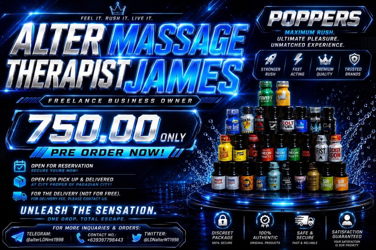LDNalterMT1998's tweet photo. WE ACCEPT PRE-ORDER &amp; RESERVATION!
Poppers available coming soon in the market of Alter MT James.
Limited Stock Only! What are you waiting for? GRAB NA!
For the inquiries &amp; orders: 
Tg: @alterLDNmt1998
#alterpinoy #alterpagadian #pagadianalter #alterph #poppers #legitseller https://t.co/craBEEXsDM
