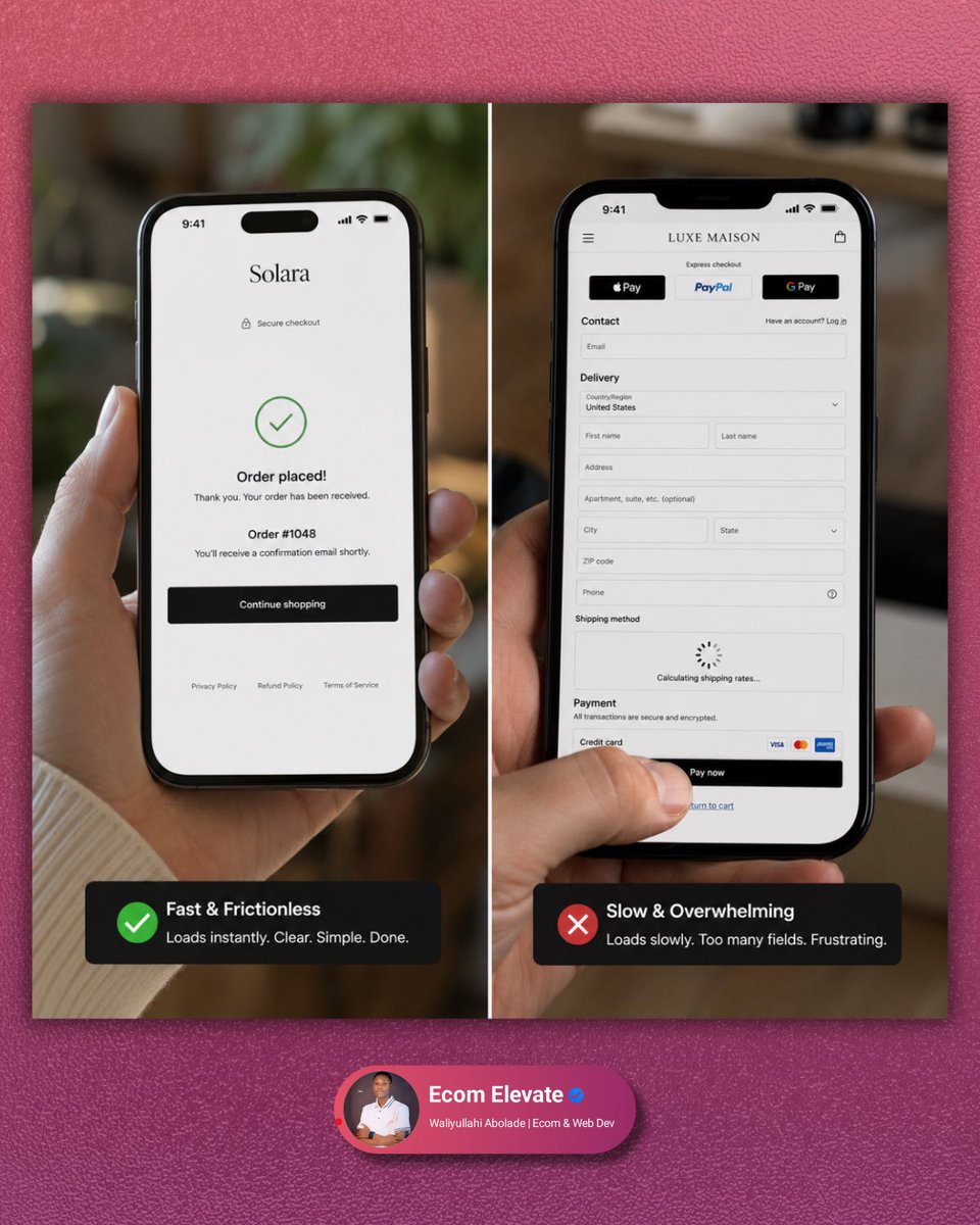 Ecom_Elevate's tweet photo. Everyone wants their store to ‘stand out.’
Nobody wants a checkout that loads in under 2 seconds.
Fast and boring converts better than beautiful and slow, every single time.
https://t.co/pBqQv1p5WB
#ShopifyTips #Ecommerce #CRO #DTCBrands #checkout #shopifythemedev https://t.co/9O817EJW0f
