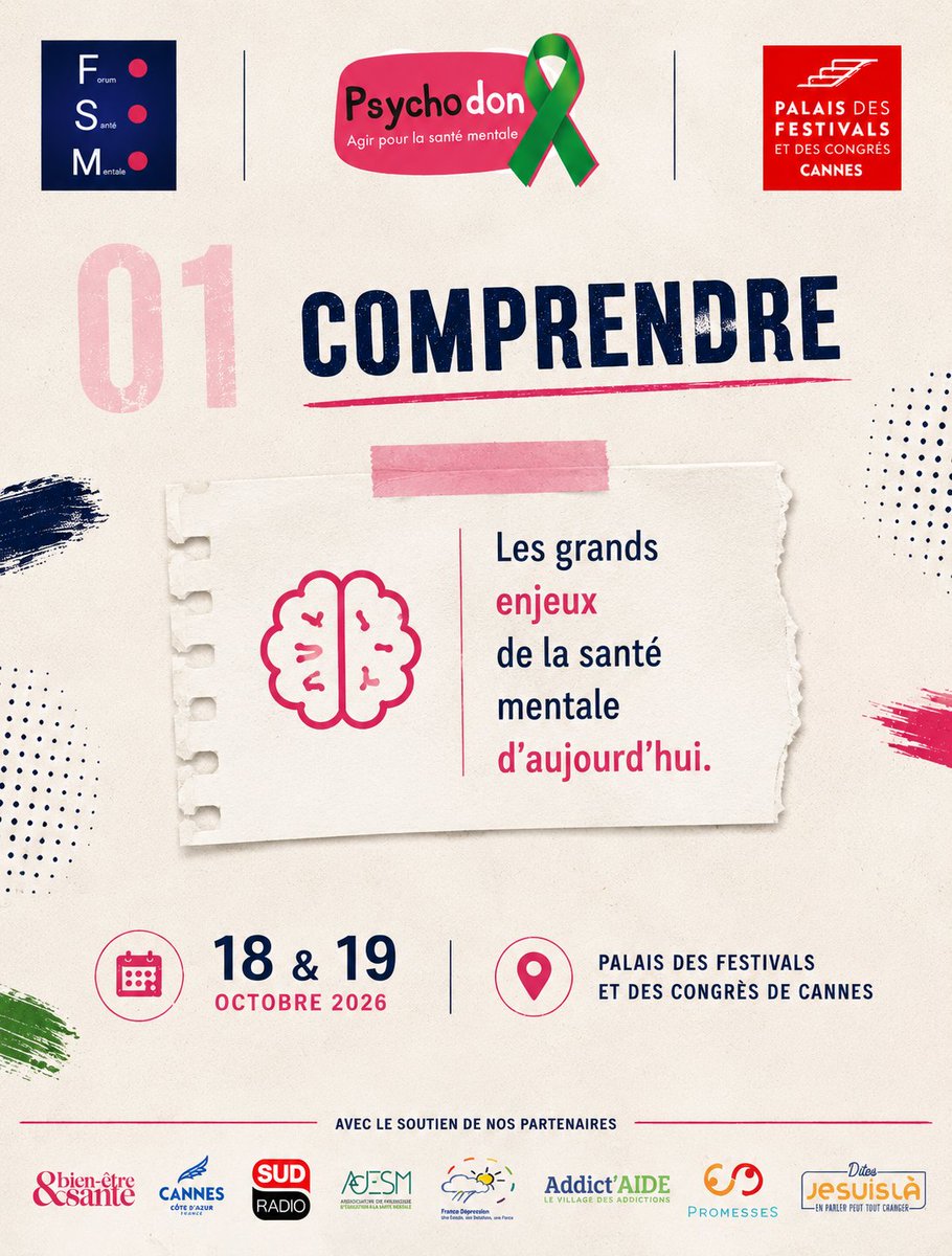Le_Psychodon's tweet photo. 💡 Pourquoi participer au Forum de la Santé Mentale ?

Retrouvez le programme complet et toutes les informations sur  ⁠https://t.co/zqRdrAFTX9

@CannesPalais @sudradio @Uniopss @ADESM_fr @FranceDpression @Addict_Aide @dmeillerand 
#ForumDeLaSantéMentale #Psychodon #SantéMentale https://t.co/QfbiOdpSRY