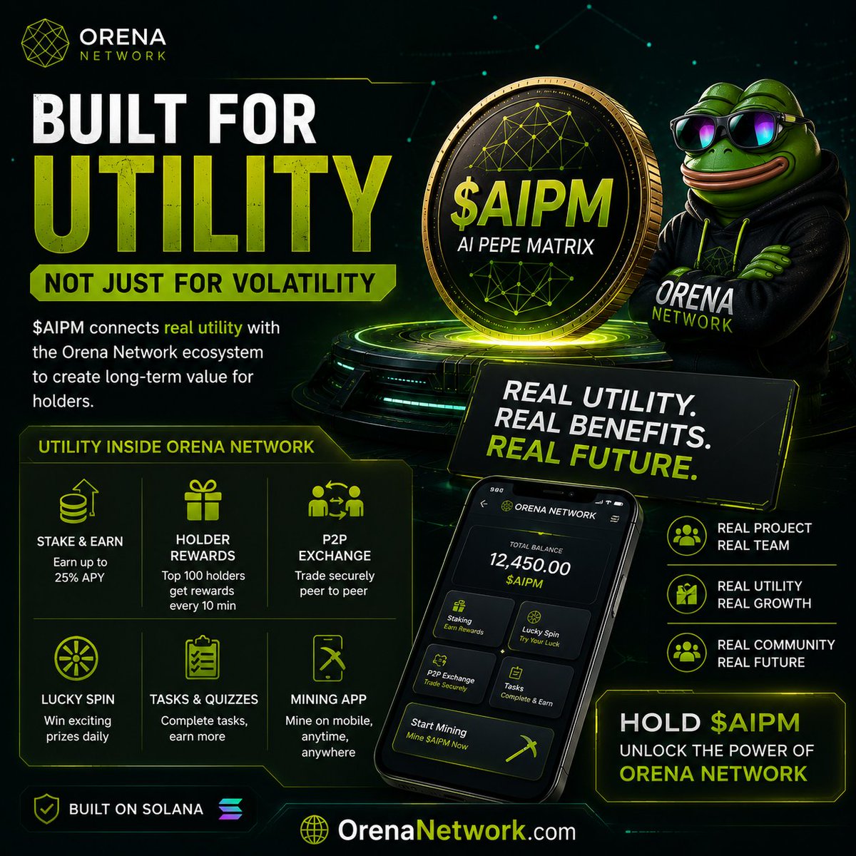 AIPMOfficial's tweet photo. ⚡ Utility isn't something you promise.

It's something people can actually use.

$AIPM is connected to the Orena Network ecosystem, giving holders access to real benefits instead of empty hype. 🐸

Build with utility. Hold with confidence.

#Solana #Web3 #Crypto #SOL https://t.co/tJEYm0Wh5Z