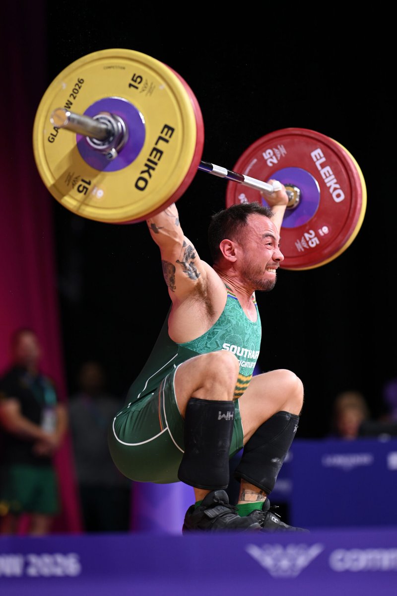 Iam_CSnyman's tweet photo. So proud of our son #zachsnyman for representing South Africa in 65kg 
weightlifting at the #commonwealthgamesglasgow2026 
These photos belong to @SportSouthAfrica https://t.co/PmRLlDacod