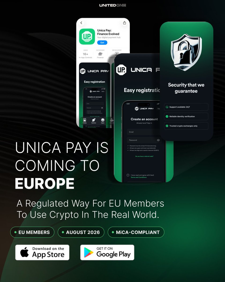 Unica_Pay's tweet photo. The expansion is happening! You’re not staying behind, are you?

Unica Pay is coming to Europe this August. 💳✨

Explore more at https://t.co/ZXlywY3vYk 🚀 #FintechInnovation #DigitalAssets #UnicaPay #GlobalPayments #FinancialTech https://t.co/M4oE67S63E