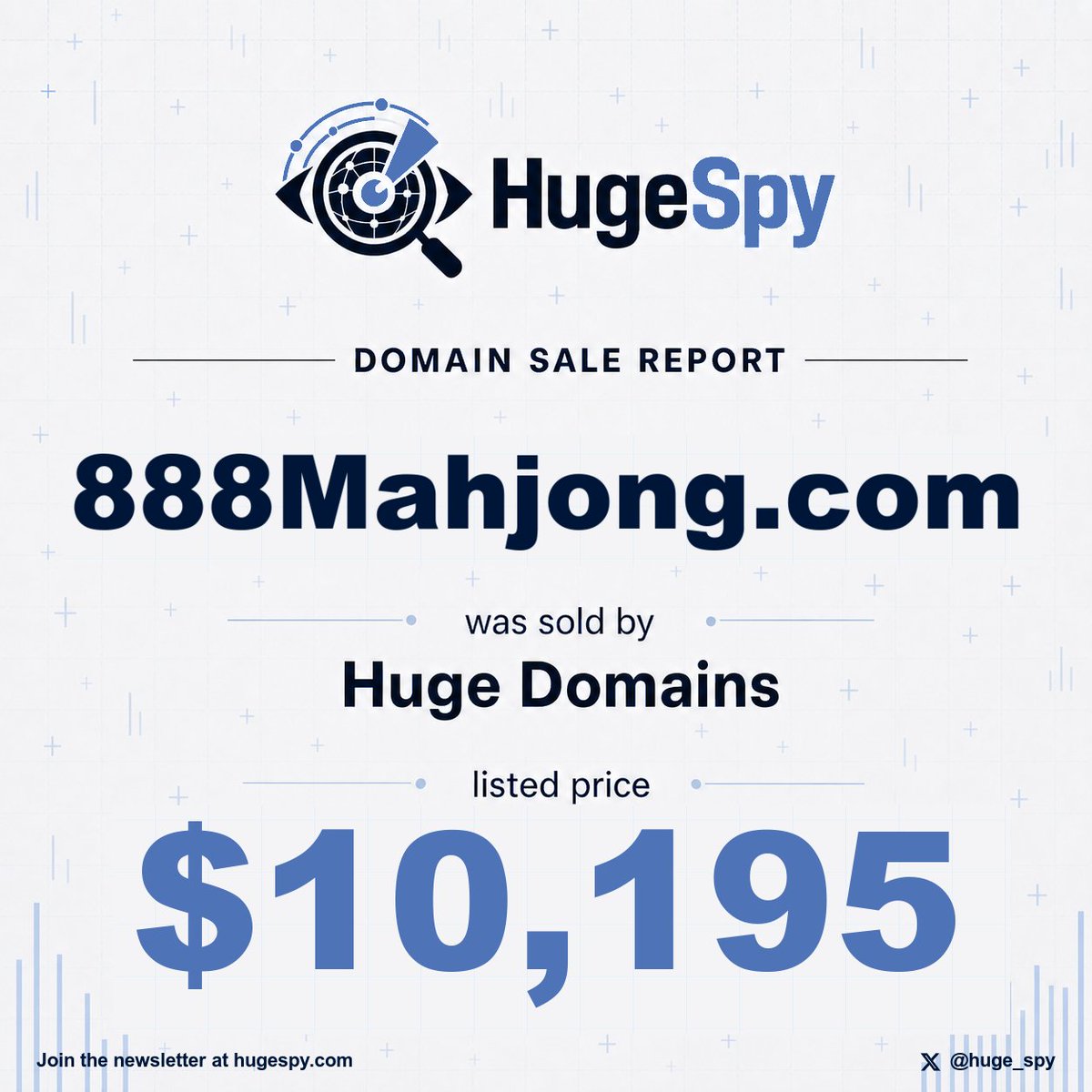 huge_spy's tweet photo. 888Mahjong .com was sold by Huge Domains, listed price $10,195 https://t.co/nN4SatznwJ