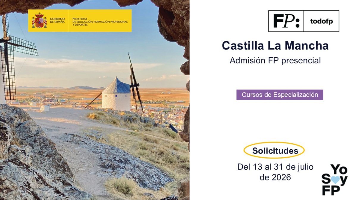 todofp's tweet photo. 📢 #FPCyL. Admisión FP presencial: Cursos de especialización. #TodoFP #YoSoyFP
🔴 Inscripciones: Del 13 al 31 de julio de 2026 (MAÑANA ÚLTIMO DÍA)
🔎 https://t.co/JaQSRQqdEB https://t.co/F1rZgi6Kes