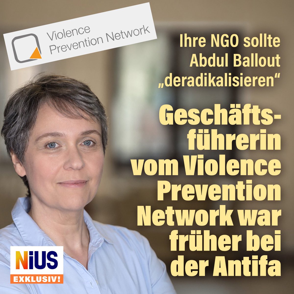 Pauline__Voss's tweet photo. NIUS Exklusiv: Die Leiterin der angeblichen „Deradikalisierungs“-NGO Violence Prevention Network, bei dem auch der islamistische Terrorist Abdul Ballout zwei Termine hatte, war früher bei der Antifa. Wie NIUS zuvor aufdeckte, betreibt der zweite Leiter der NGO, Thomas Mücke, eine weitere Organisation, die Islam- und Scharia-Propaganda verbreitet. Beide Chefs der NGO sind also selbst in radikalen Milieus verankert, sollen aber Islamisten von ihrer Gesinnung abbringen. Das ist zum Scheitern verurteilt, dennoch will CDU-Familienministerin Karin Prien weitere 5 Millionen Euro Steuergeld in solche Programme pumpen. Die CDU macht sich zum Komplizen eines linken NGO-Komplexes, der den Extremismus heranzüchtet.

Alle Details:
https://t.co/5bQi3aY6bf
