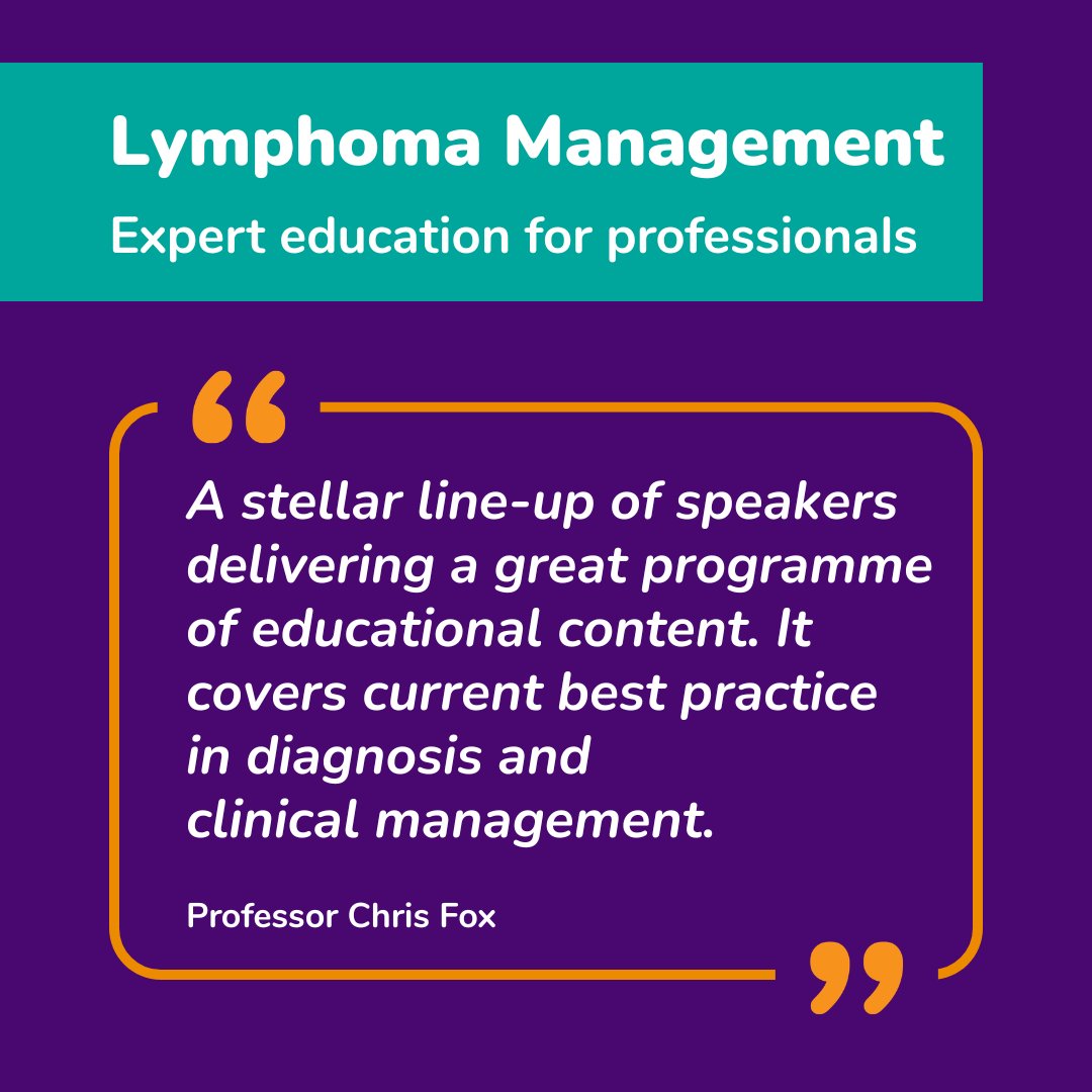 LymphomaAction's tweet photo. Are you a healthcare professional in #Lymphoma? Learn about the management of newly diagnosed large B-cell lymphoma patients from Professor Chris Fox at our online #LymphomaManagement course next month 👉 https://t.co/en2W6s5wLJ

@ProfChrisPFox
@graham74GC
@tobyeyre82
#LymSM https://t.co/D50kWtXFC8