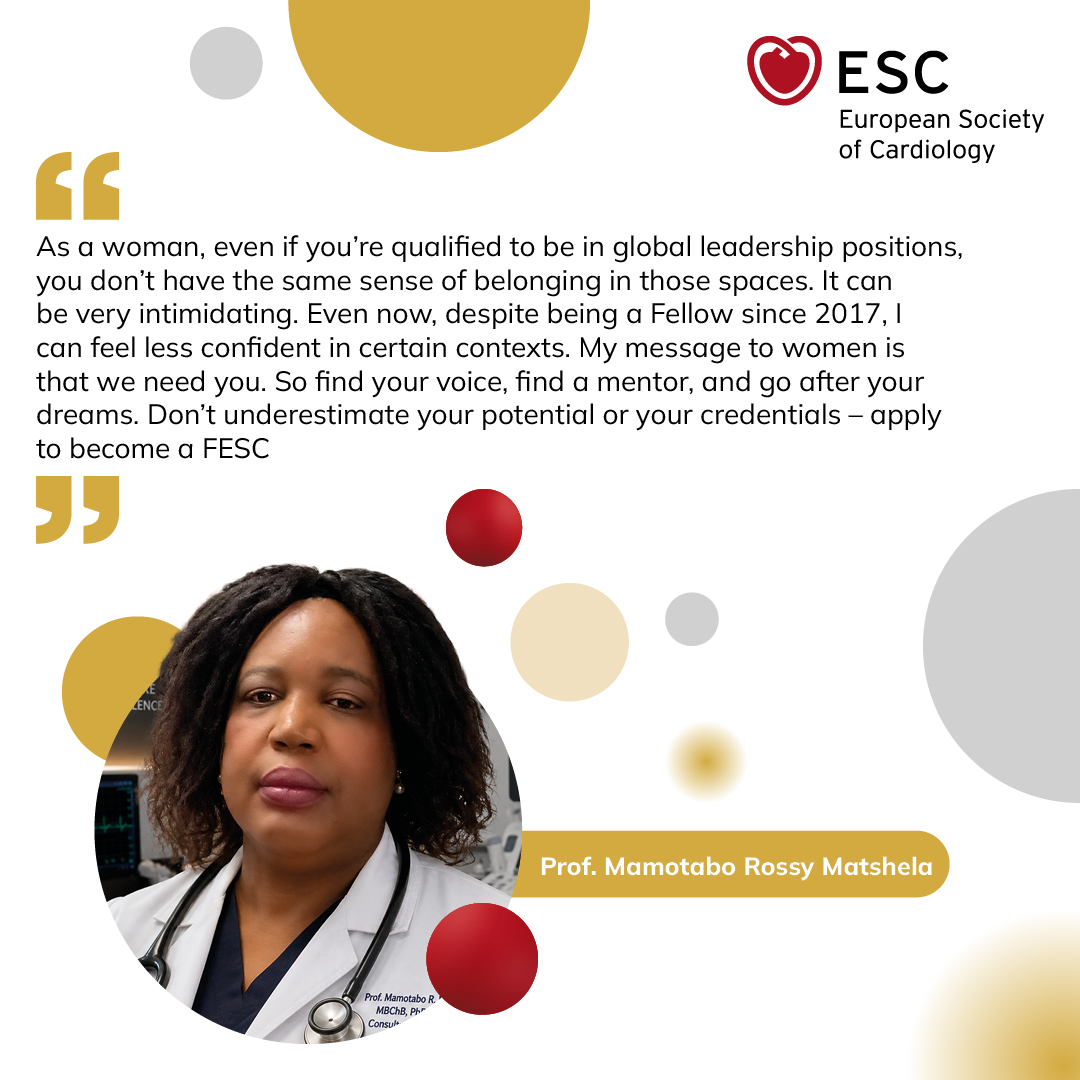 escardio's tweet photo. Recognition. Community. Leadership.

As Prof. Mamotabo Rossy Matshela reminds us, "Don't underestimate your potential or your credentials."

Becoming a Fellow of the ESC (FESC) is an opportunity to gain international recognition, connect with a global network of cardiovascular professionals, and contribute to shaping the future of cardiology.

Apply by 30 September https://t.co/DcER2JY5oo