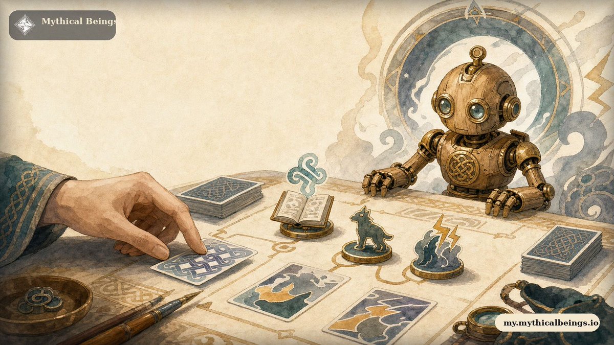 BeingsMythical's tweet photo. The first Wisdom Duel release keeps the scope deliberately small: you against a bot, with no NFT required.

It is a place to learn the game before the larger four-game Contest showcase planned for autumn.

https://t.co/SycV8Bw2za https://t.co/pNZ2DNlP02