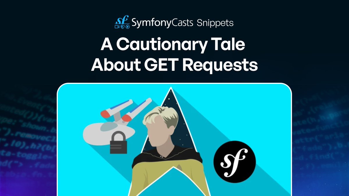 SymfonyCasts's tweet photo. A cautionary tale for web developers:
If a request changes state, it should never be a GET.
Browsers, crawlers, and link previewers are allowed to make GET requests automatically.
The garage door story is worth hearing... 😅 

https://t.co/BbPzMsqMnE https://t.co/42ipGP7A4V